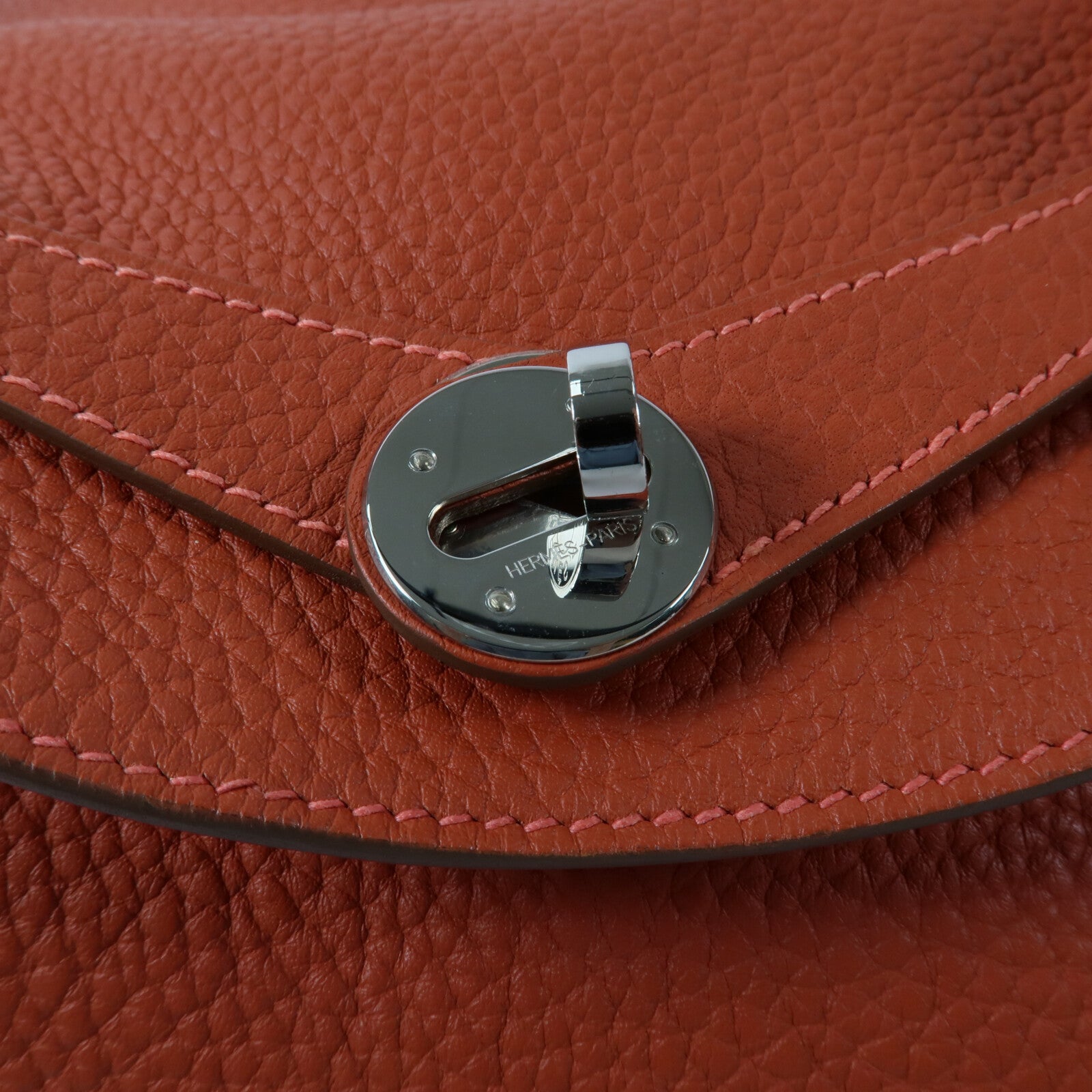 HERMES Clemence皮革Lindy 30手挽肩背兩用袋Orange Poppy