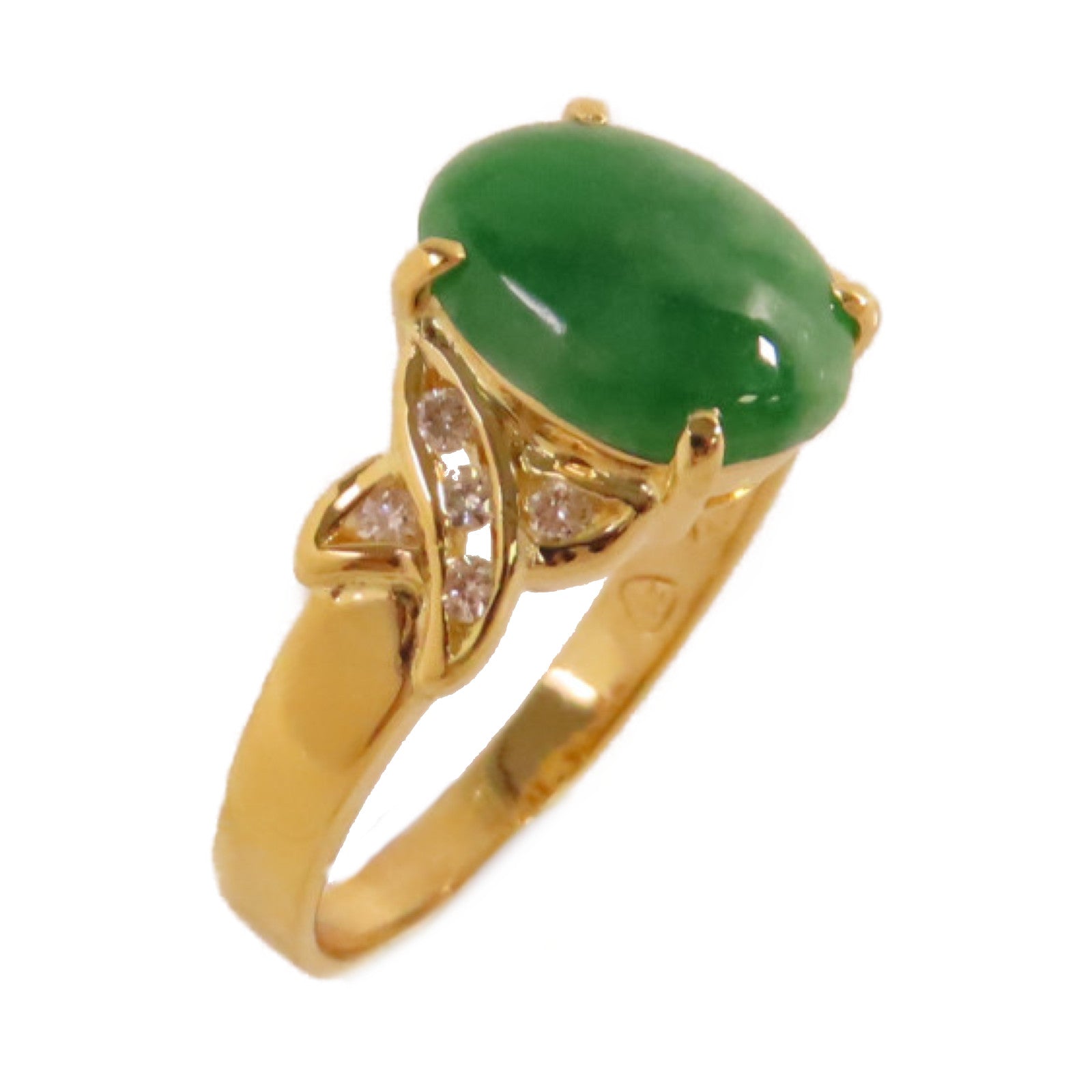 JEWELRY 18K黃金/翡翠Jade Ring戒指US#5.75