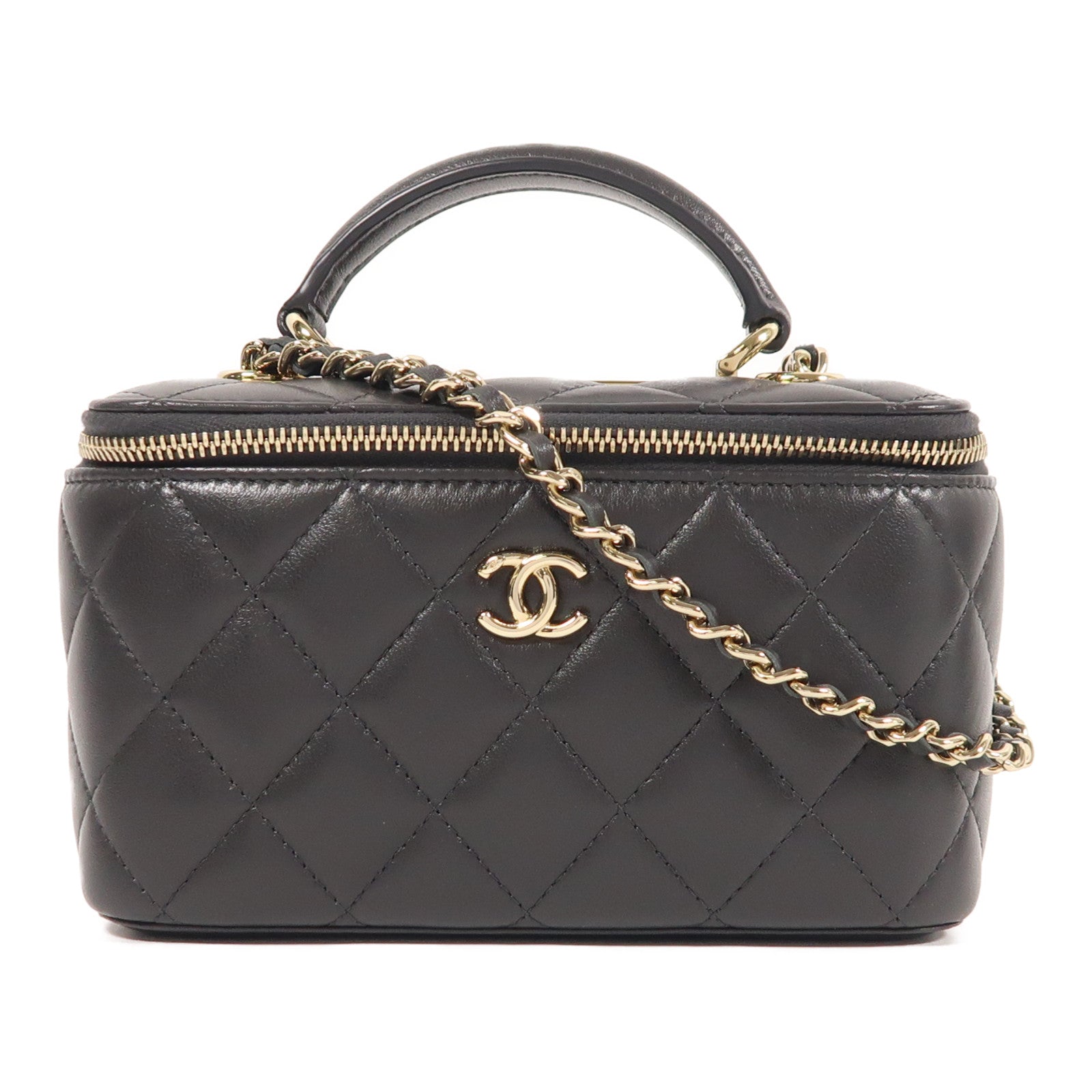 CHANEL 羊皮皮革Vanity Case金扣手挽肩背兩用袋