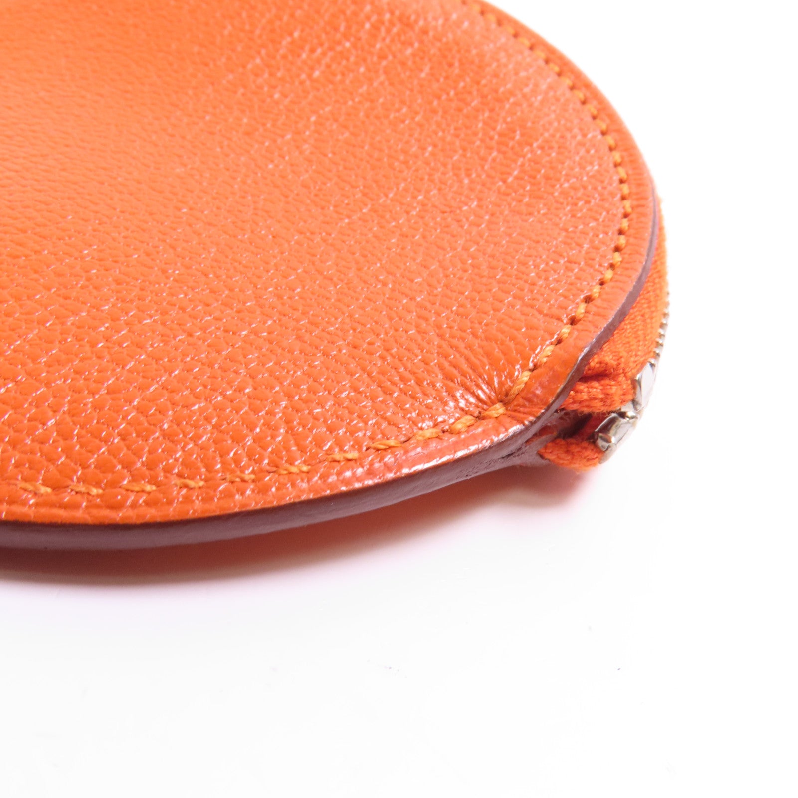 HERMES Chevre皮革Tutti Frutti銀扣零錢包Orange