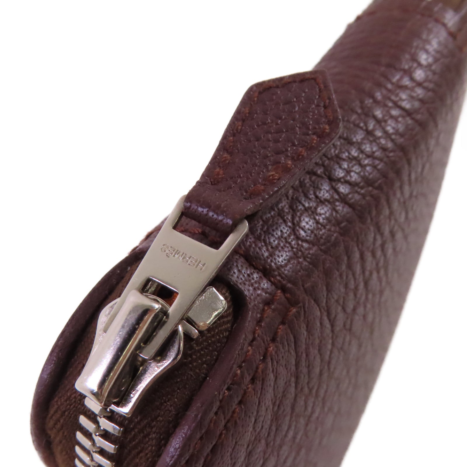 HERMES 牛皮皮革/絲質Sliky POP Shoulder Bag銀扣橙色/彩色