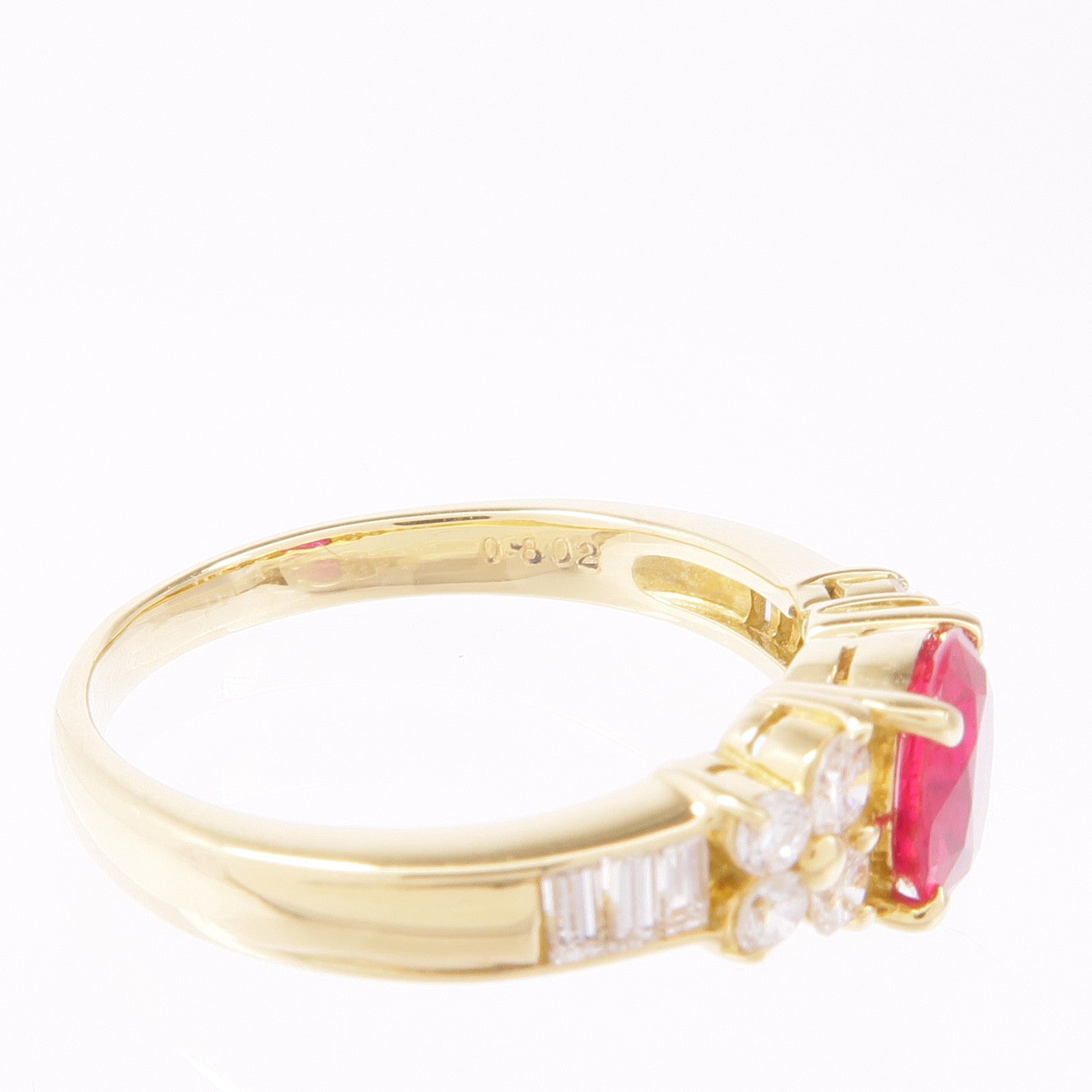 JEWELRY 【激減優惠】18K黃金Ruby/Diamond Ring紅寶石/鑽石戒指US#6.25