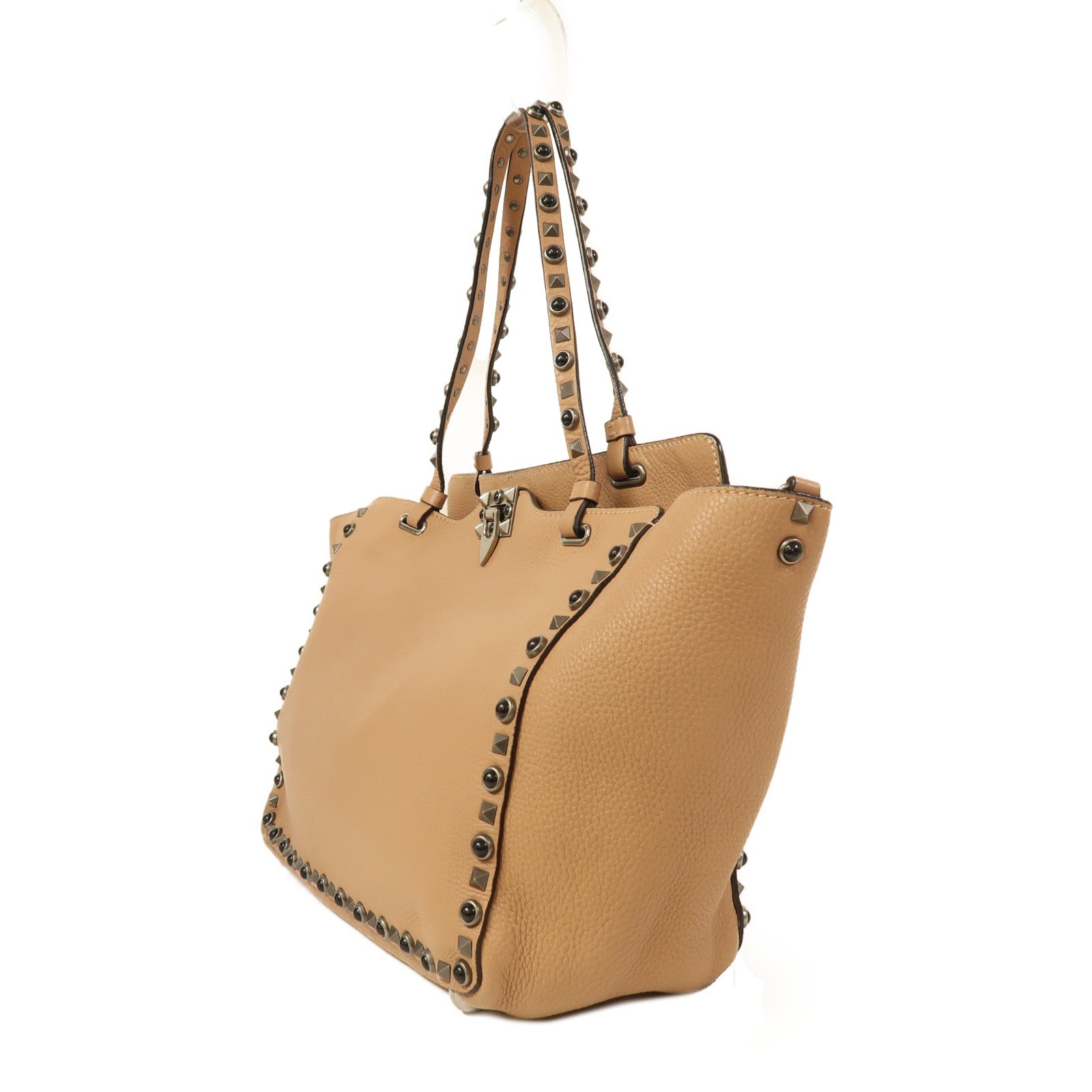 Valentino 牛皮皮革Shoulder Bag銀扣肩背袋米色