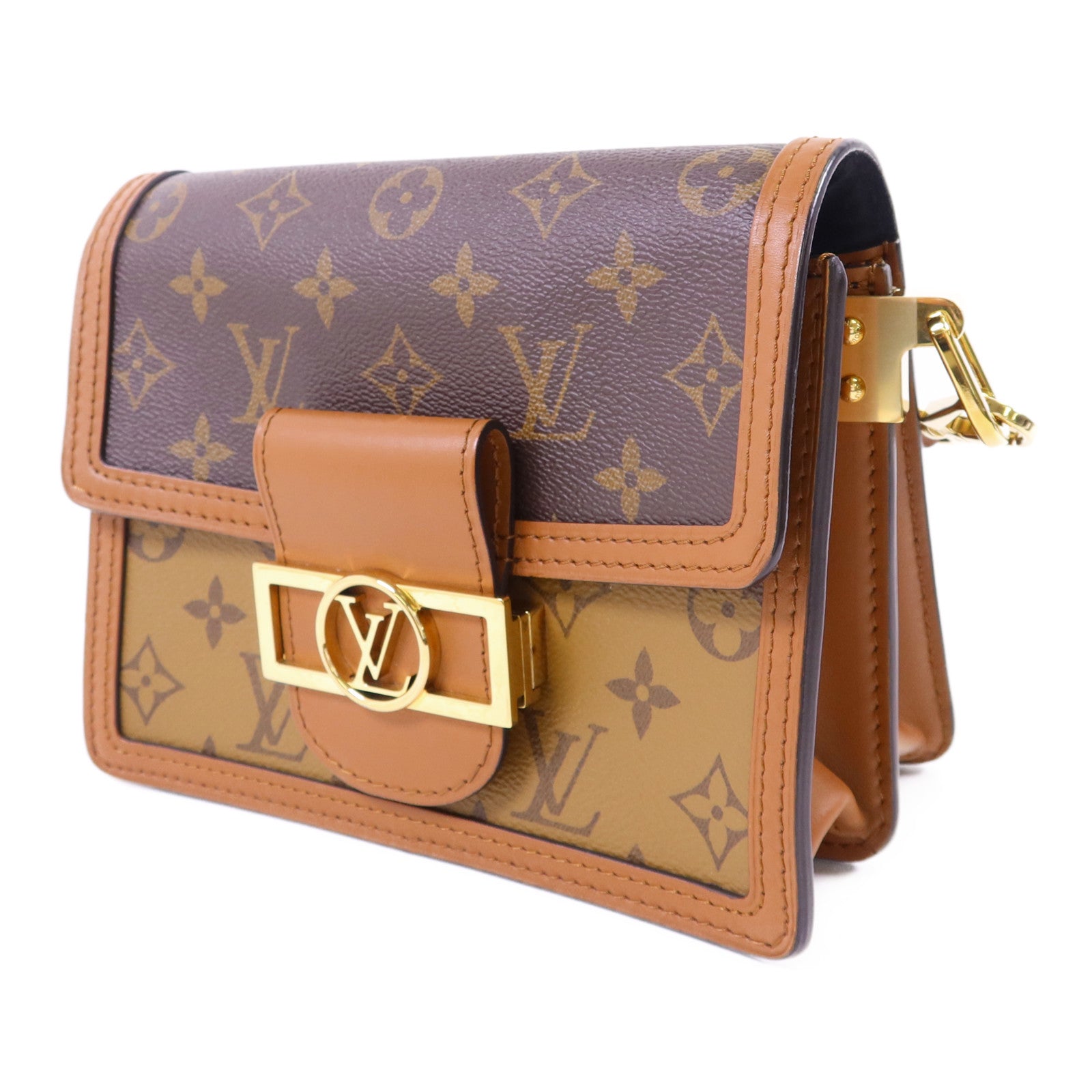LOUIS VUITTON Monogram Reverse Mini Dauphine金扣肩背袋