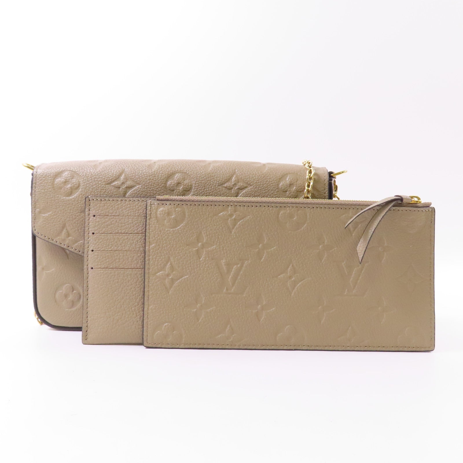LOUIS VUITTON Monogram Empreinte Felicie Pochette金扣鏈帶肩背袋