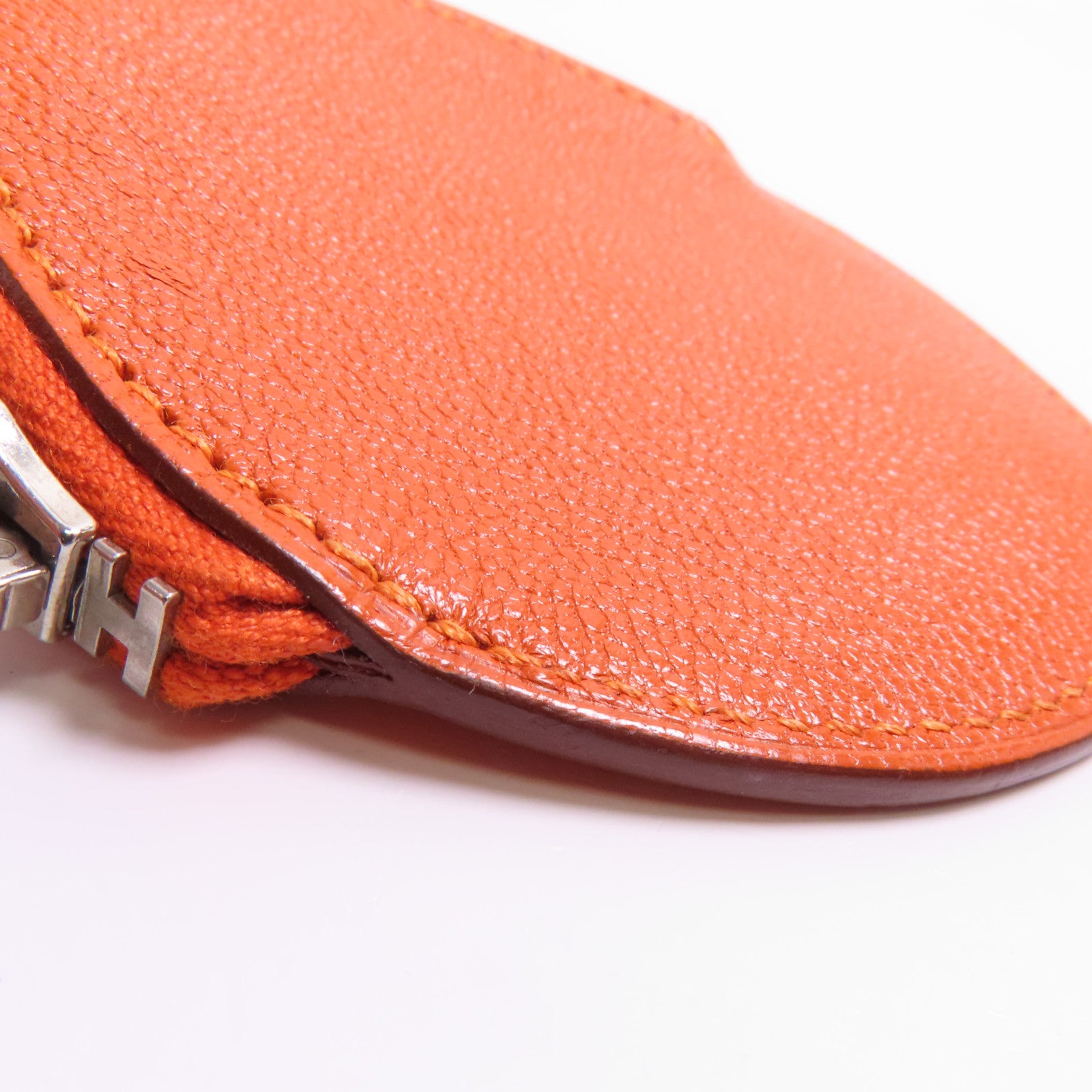 HERMES Chevre皮革Tutti Frutti銀扣零錢包Orange