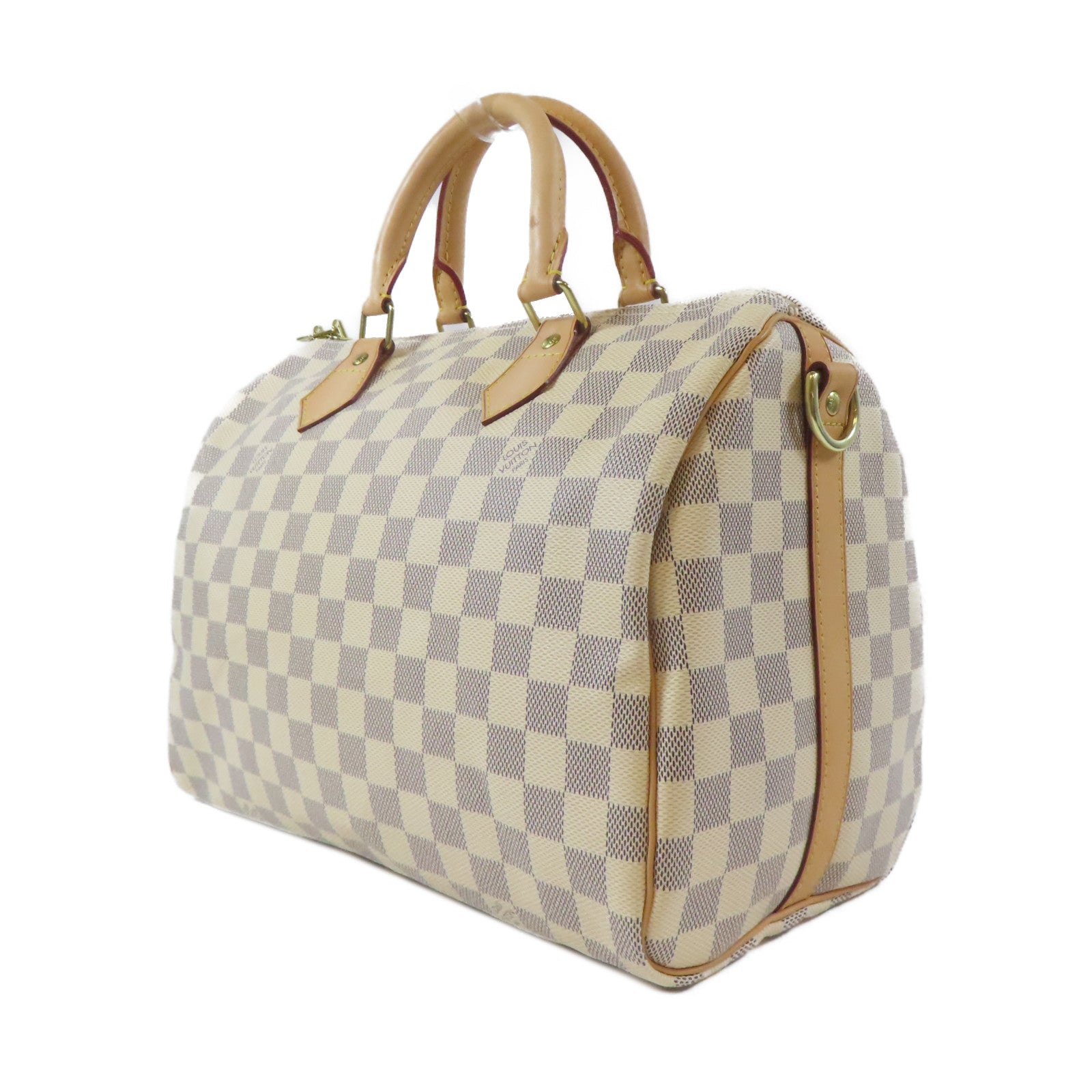 LOUIS VUITTON 【激減優惠】Damier Azur Speedy Bandouliere 30金扣手挽肩背兩用袋白色