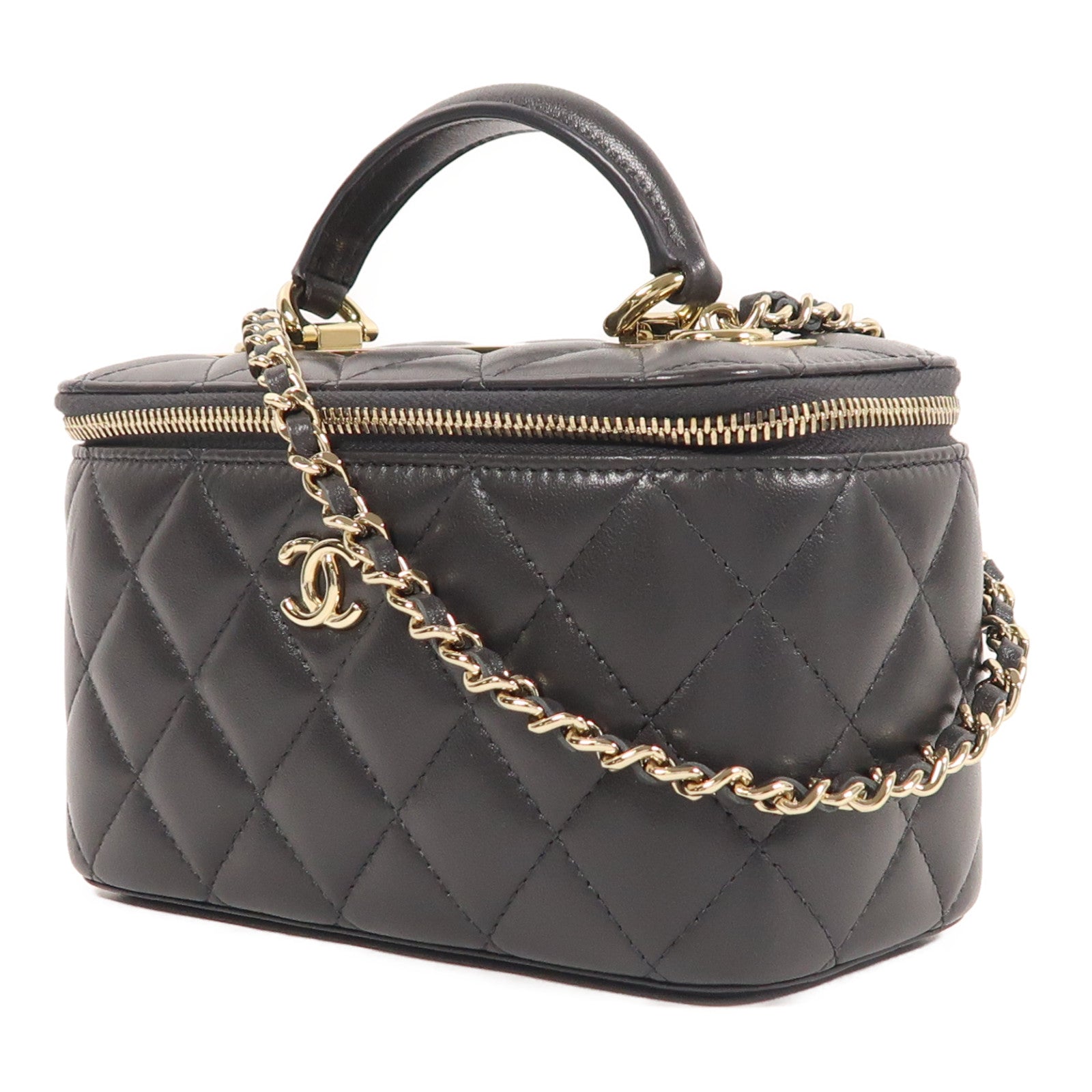 CHANEL 羊皮皮革Vanity Case金扣手挽肩背兩用袋