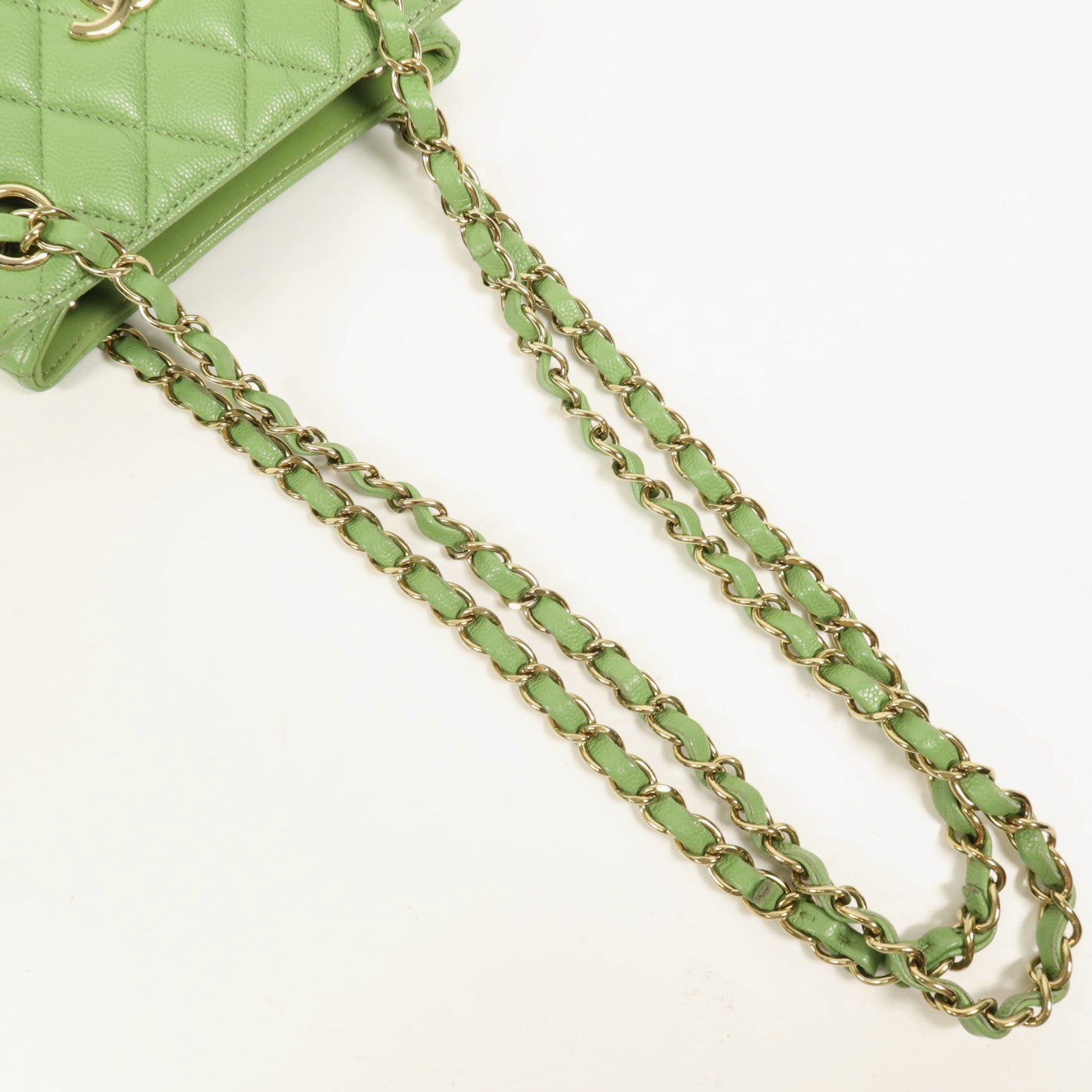 CHANEL 牛皮皮革Shoulder Bag金扣鏈帶肩背袋