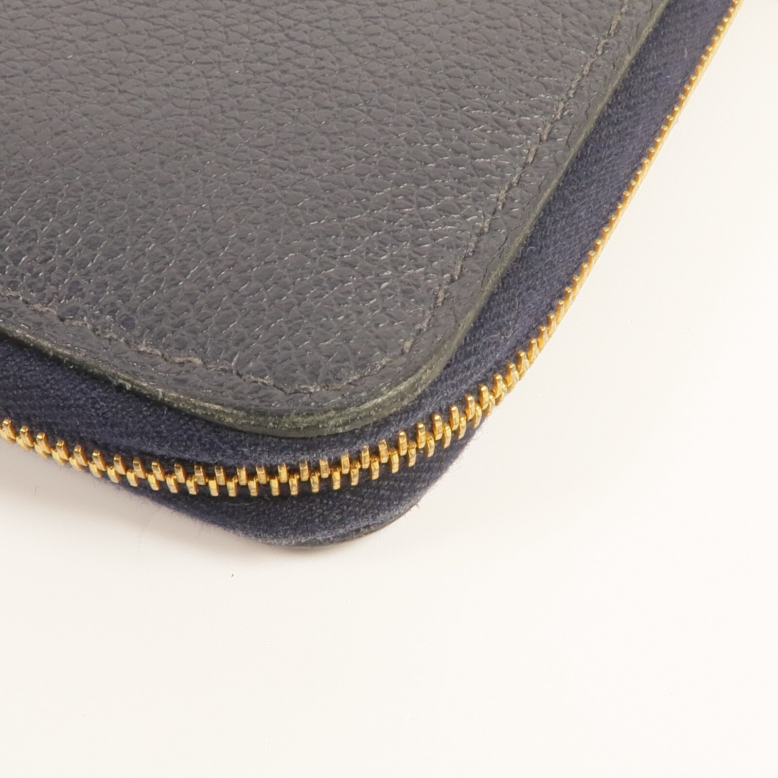 HERMES Evercolor皮革Zipper Wallet金扣錢包Bleu Nuit