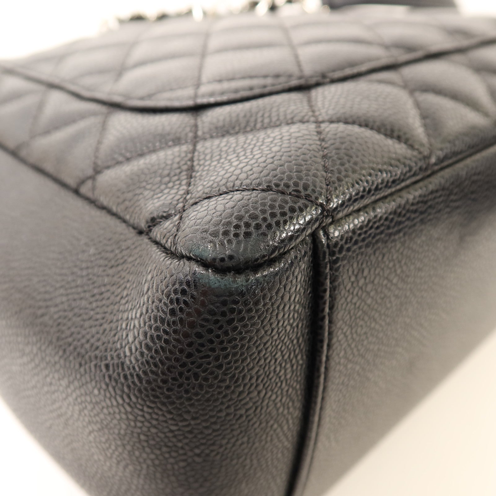 CHANEL 牛皮皮革GST Grand Shopping Tote Bag銀扣鏈帶肩背袋