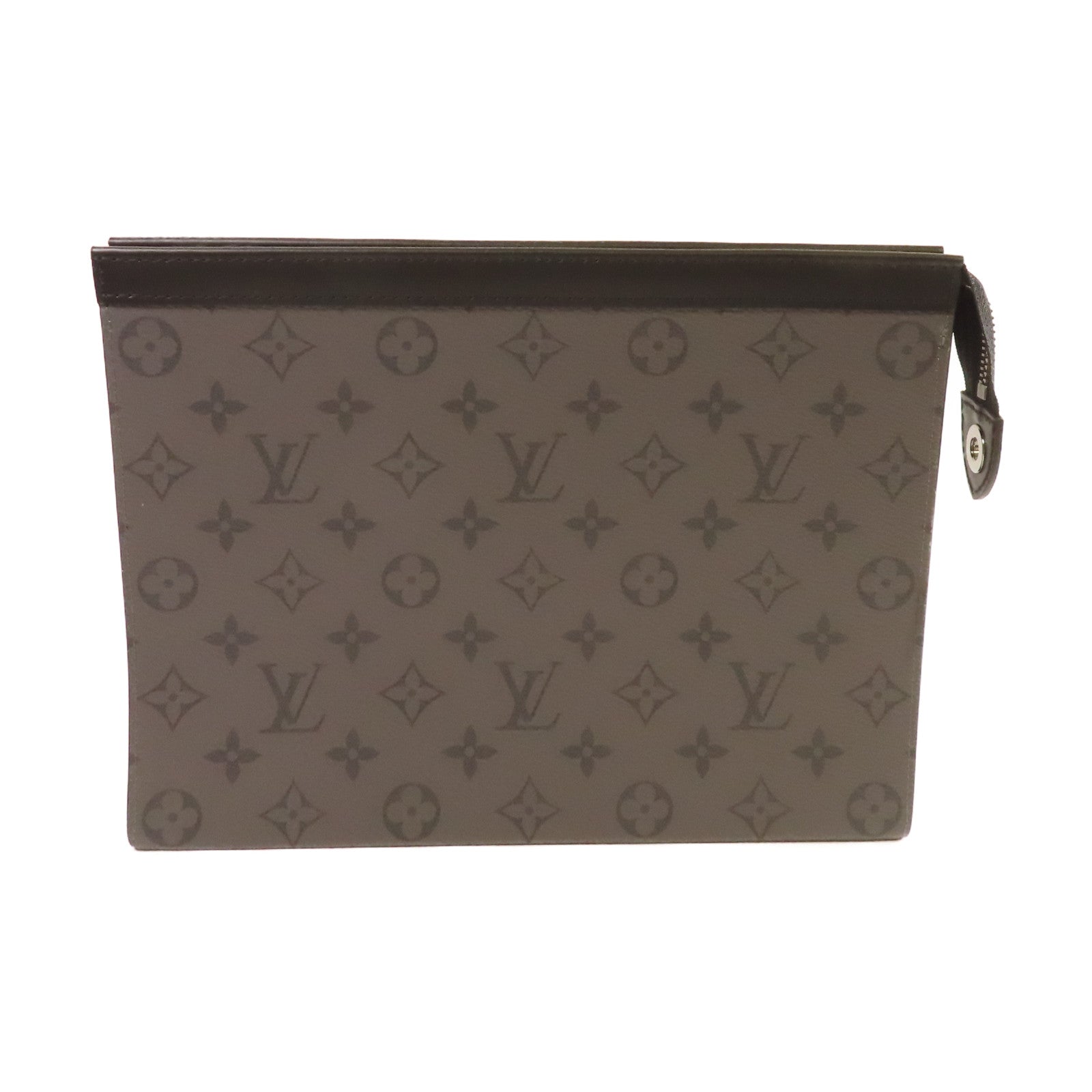 LOUIS VUITTON 【激減優惠】Monogram Eclipse Reverse Pochette Voyage MM Clutch銀扣手拿包碳灰色/黑色