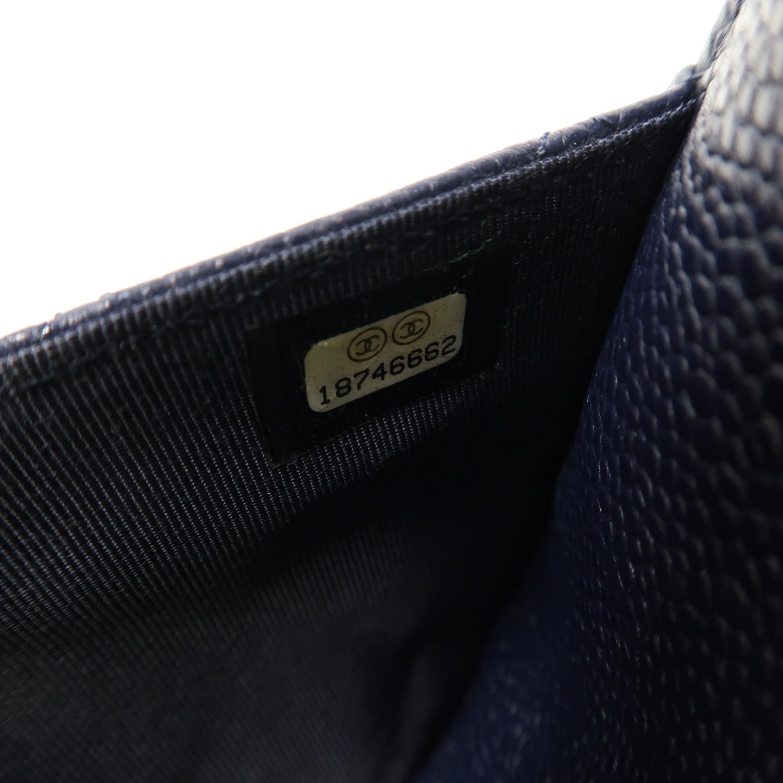 CHANEL 菱格Caviar皮革Wallet On Chain銀扣鏈帶肩背袋深藍色
