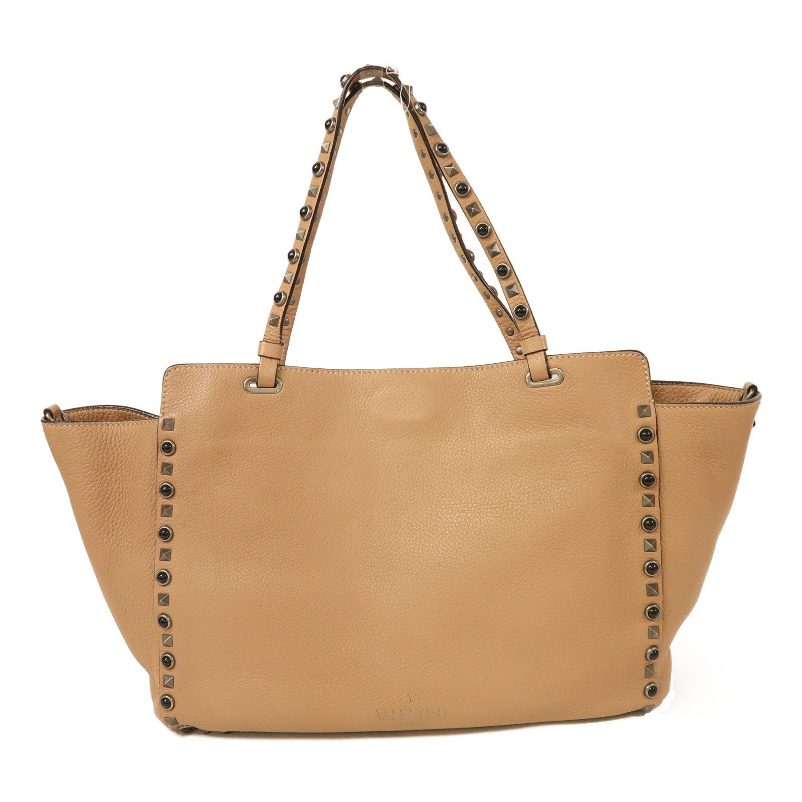 Valentino 牛皮皮革Shoulder Bag銀扣肩背袋米色