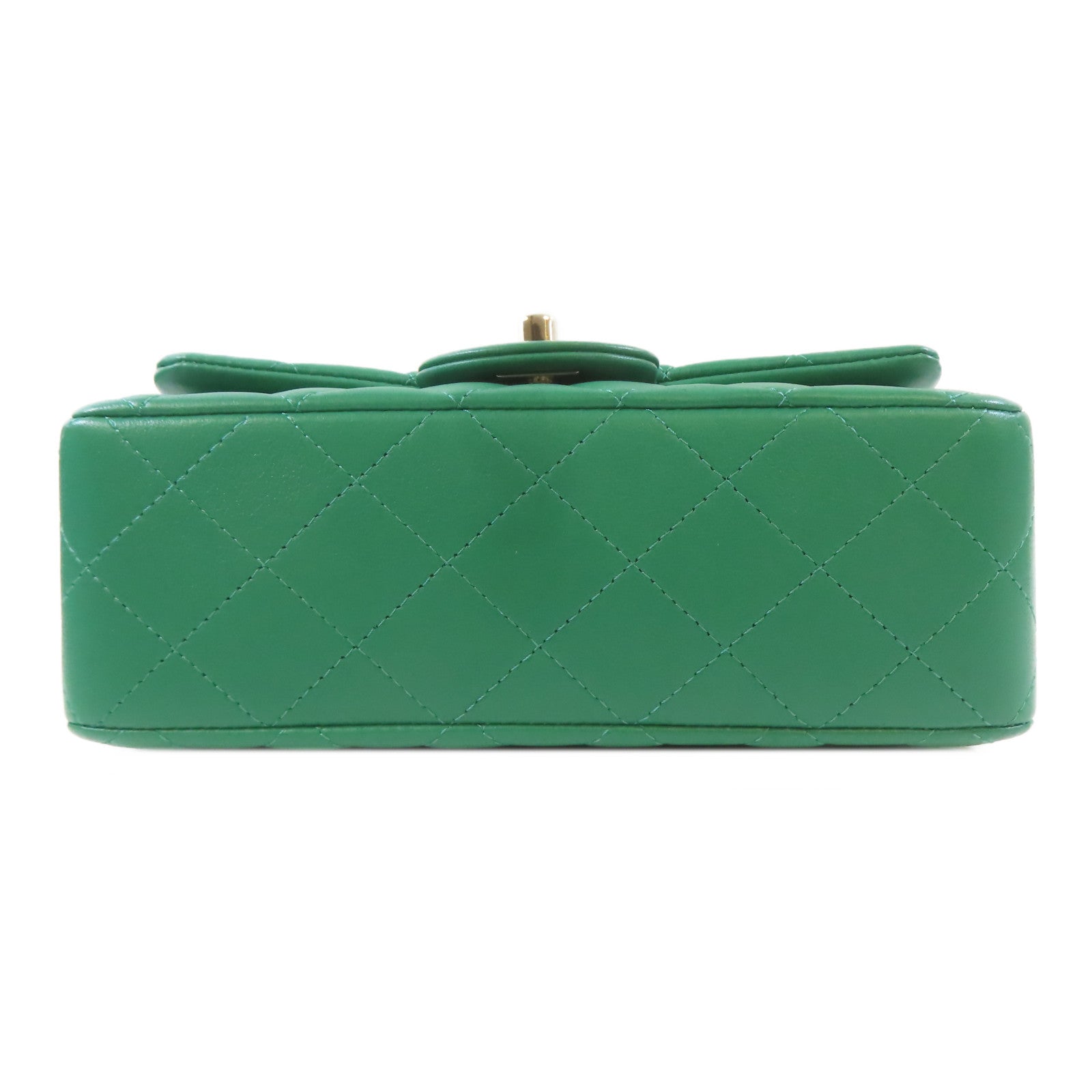 CHANEL 牛皮皮革Mini Flap Bag金扣手挽肩背兩用袋綠色