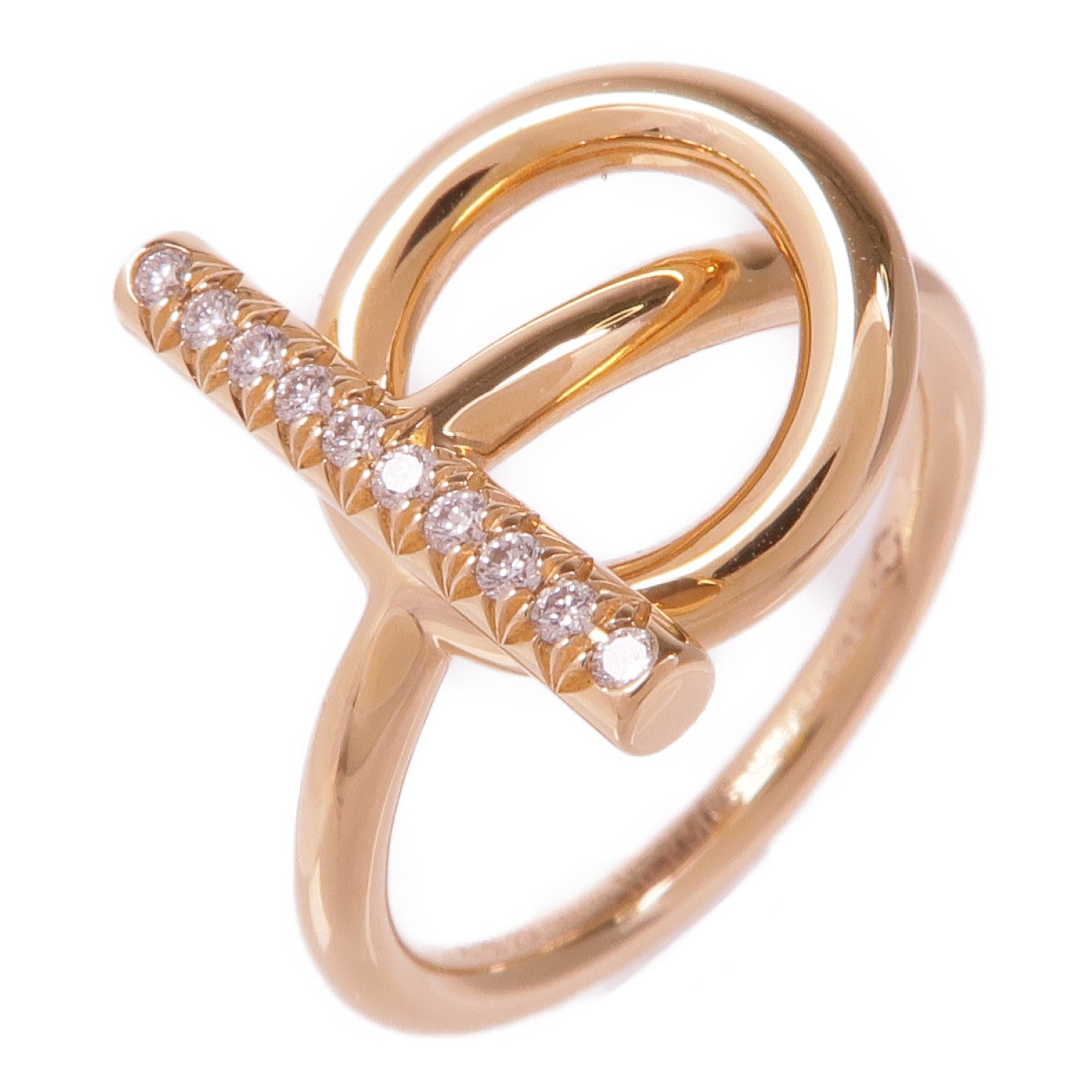 HERMES 18K玫瑰金Echappee Ring鑽石戒指Hermes#50/US#5