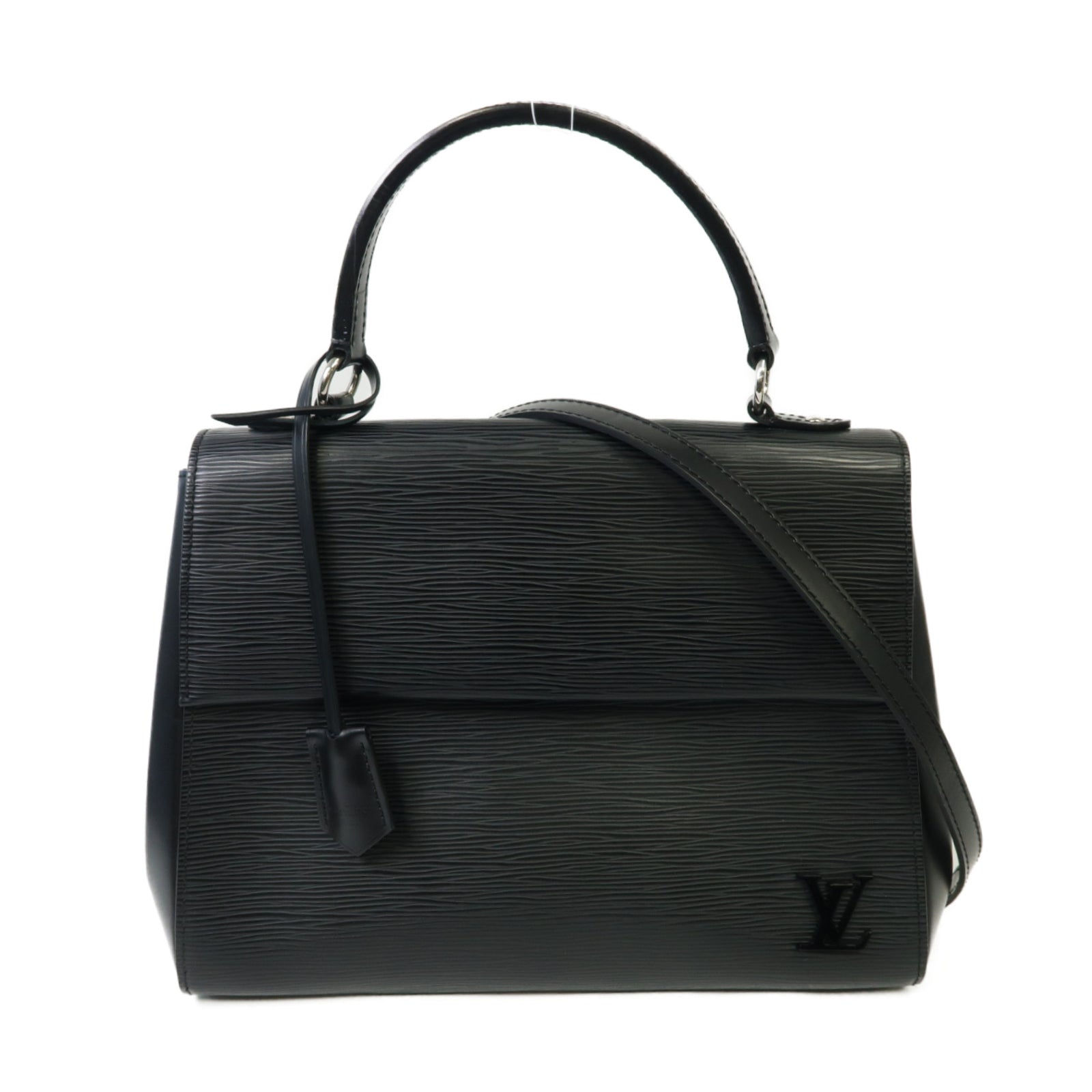LOUIS VUITTON Epi Cluny MM銀扣手挽肩背兩用袋黑色