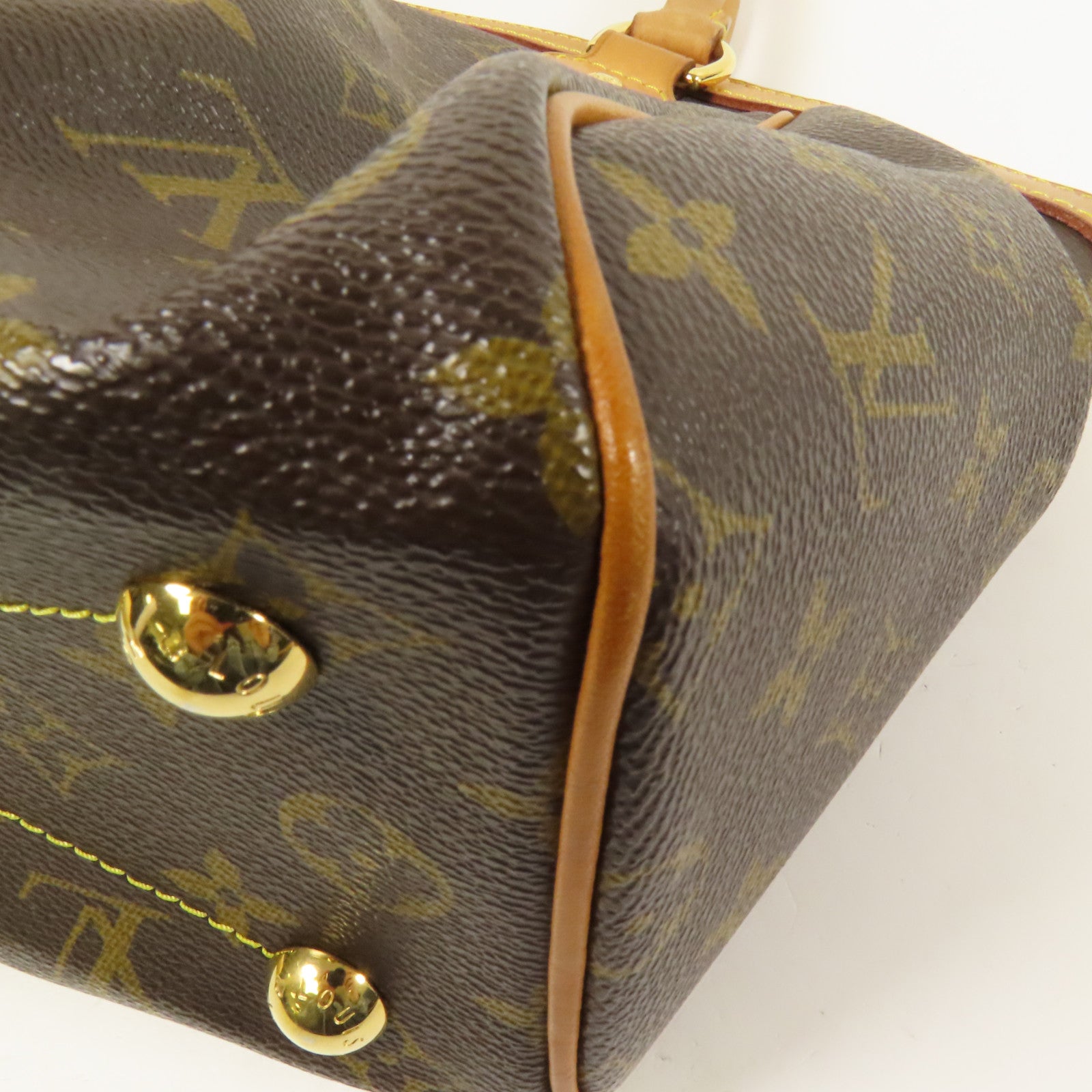 LOUIS VUITTON Monogram Tivoli PM金扣手挽袋棕色