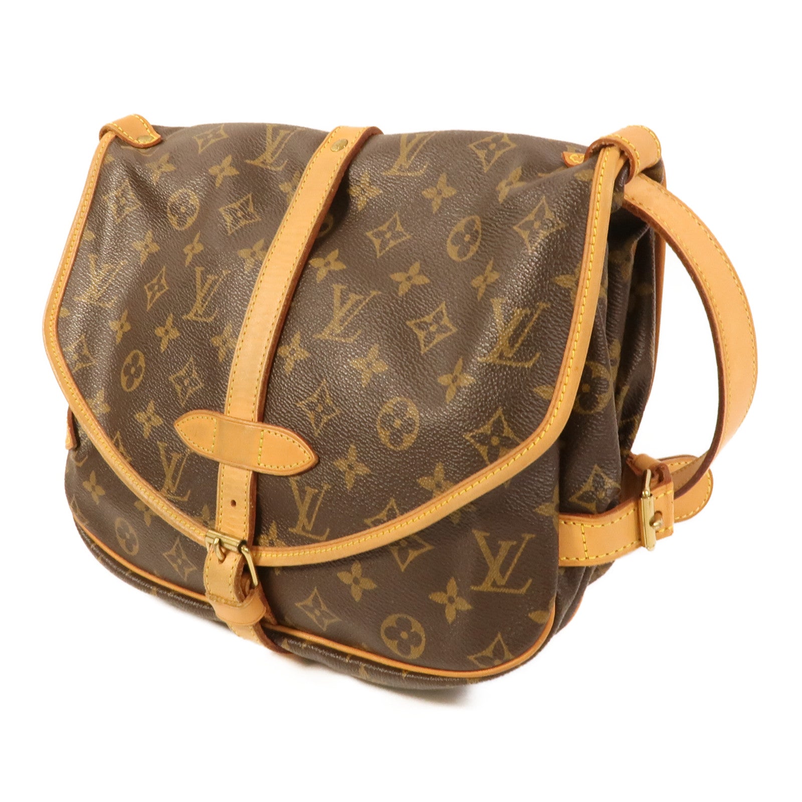 LOUIS VUITTON Monogram Saumur 30金扣肩背袋棕色