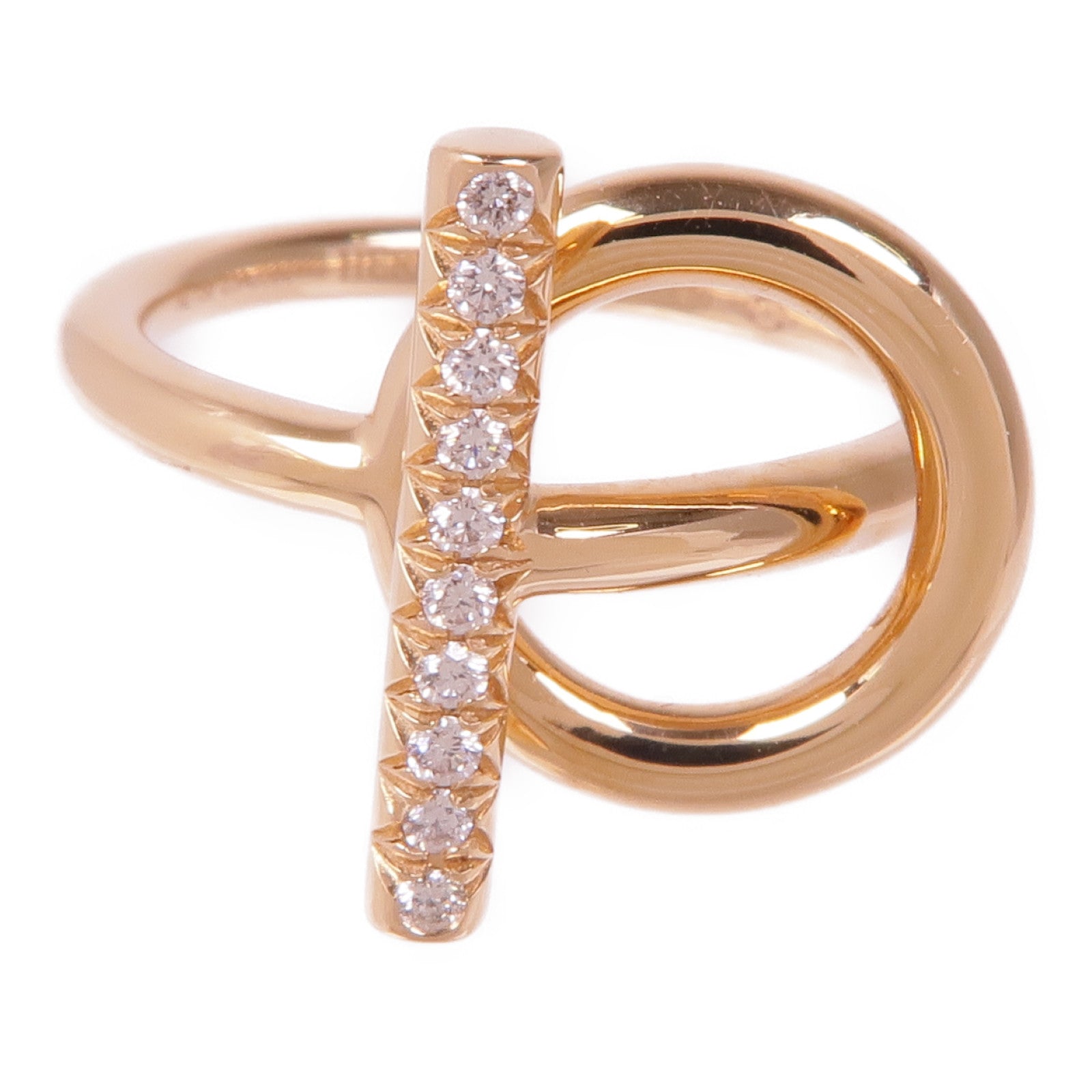 HERMES 18K玫瑰金Echappee Ring鑽石戒指Hermes#50/US#5