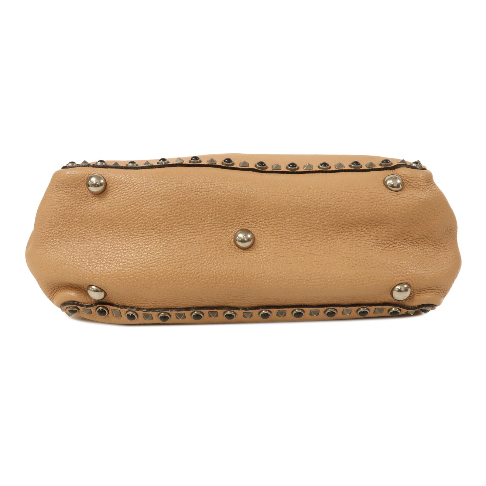 Valentino 牛皮皮革Shoulder Bag銀扣肩背袋米色