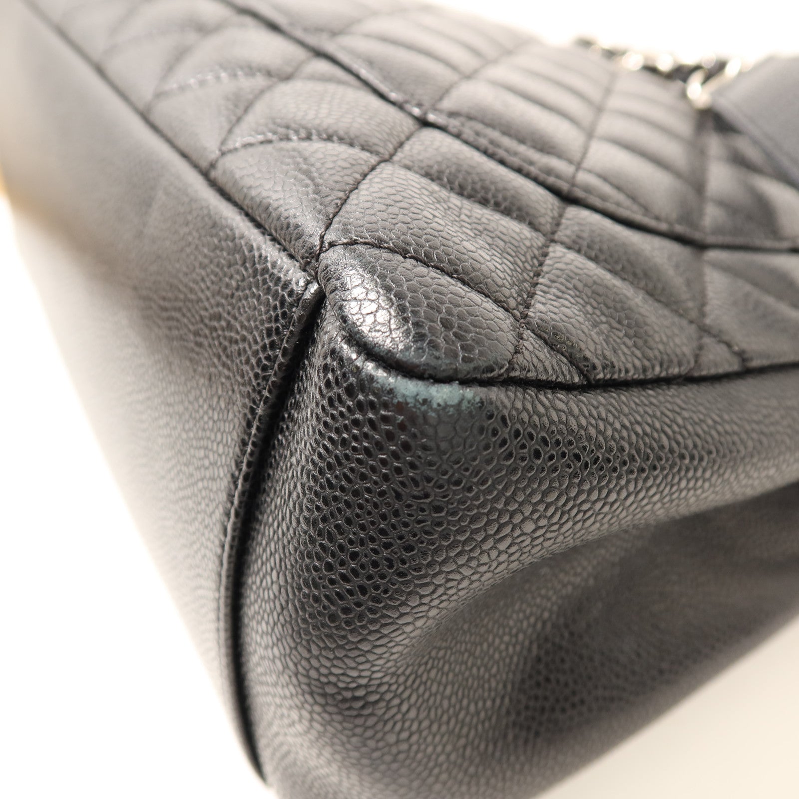 CHANEL 牛皮皮革GST Grand Shopping Tote Bag銀扣鏈帶肩背袋