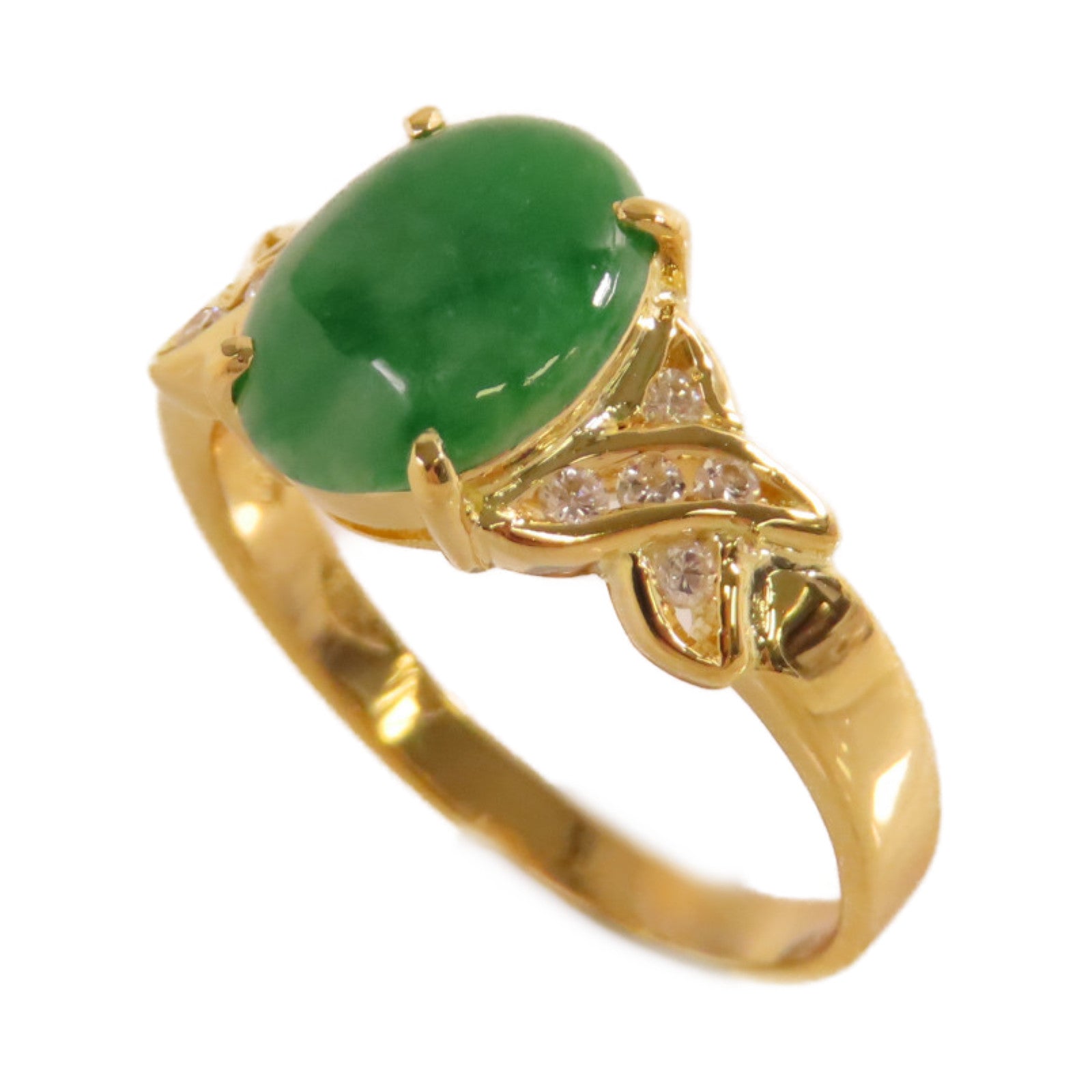 JEWELRY 18K黃金/翡翠Jade Ring戒指US#5.75