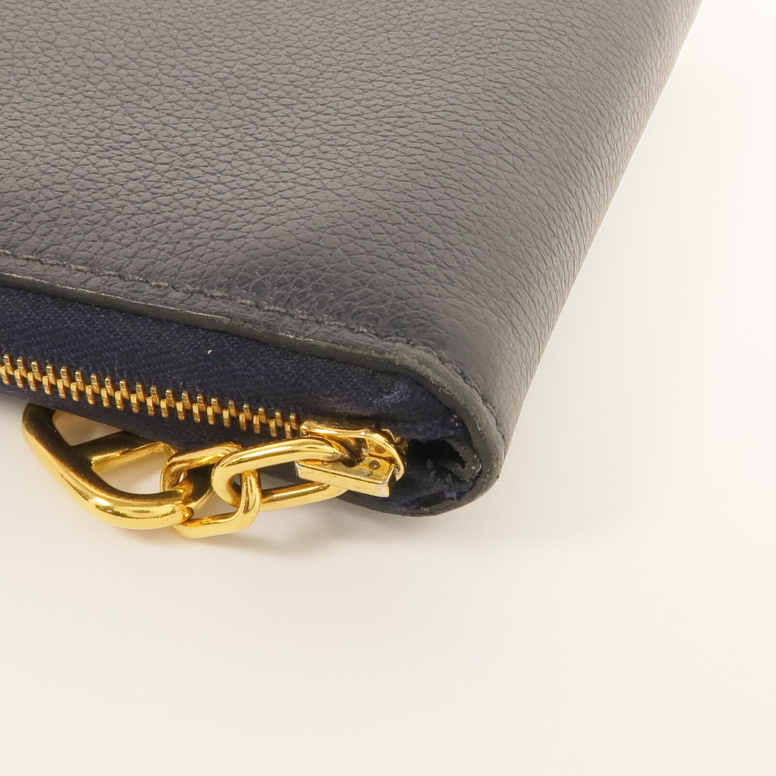 HERMES Evercolor皮革Zipper Wallet金扣錢包Bleu Nuit