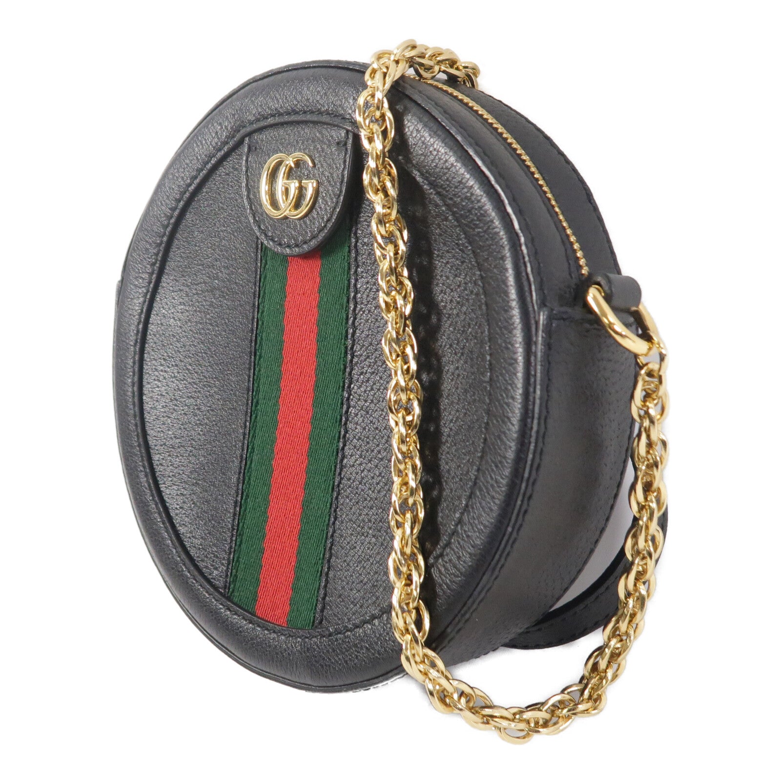 GUCCI 牛皮皮革Ophidia Mini GG Round Shoulder Bag鏈帶肩背袋