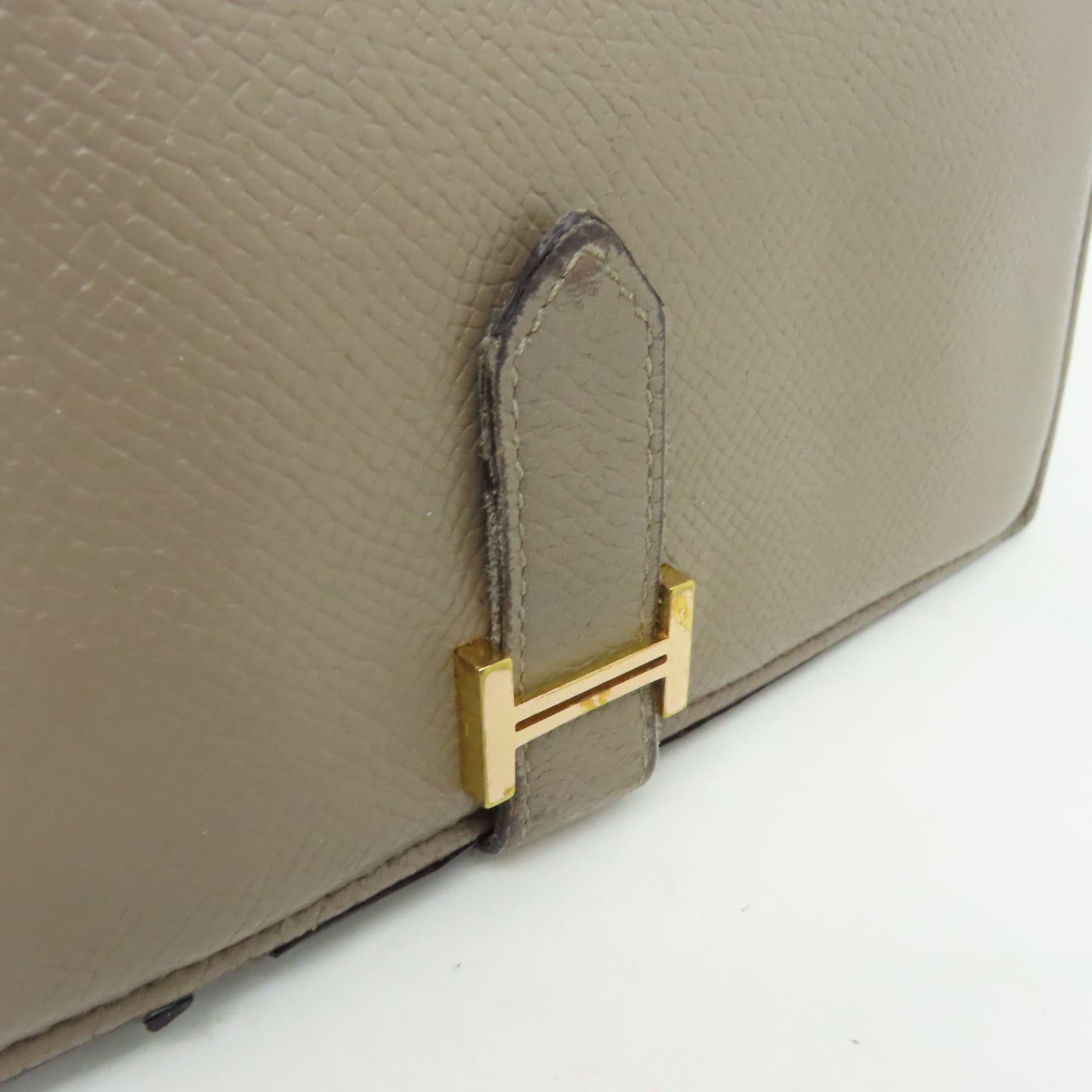 HERMES 【清倉大減價】Epsom皮革Bearn W Snap金扣長錢包灰色