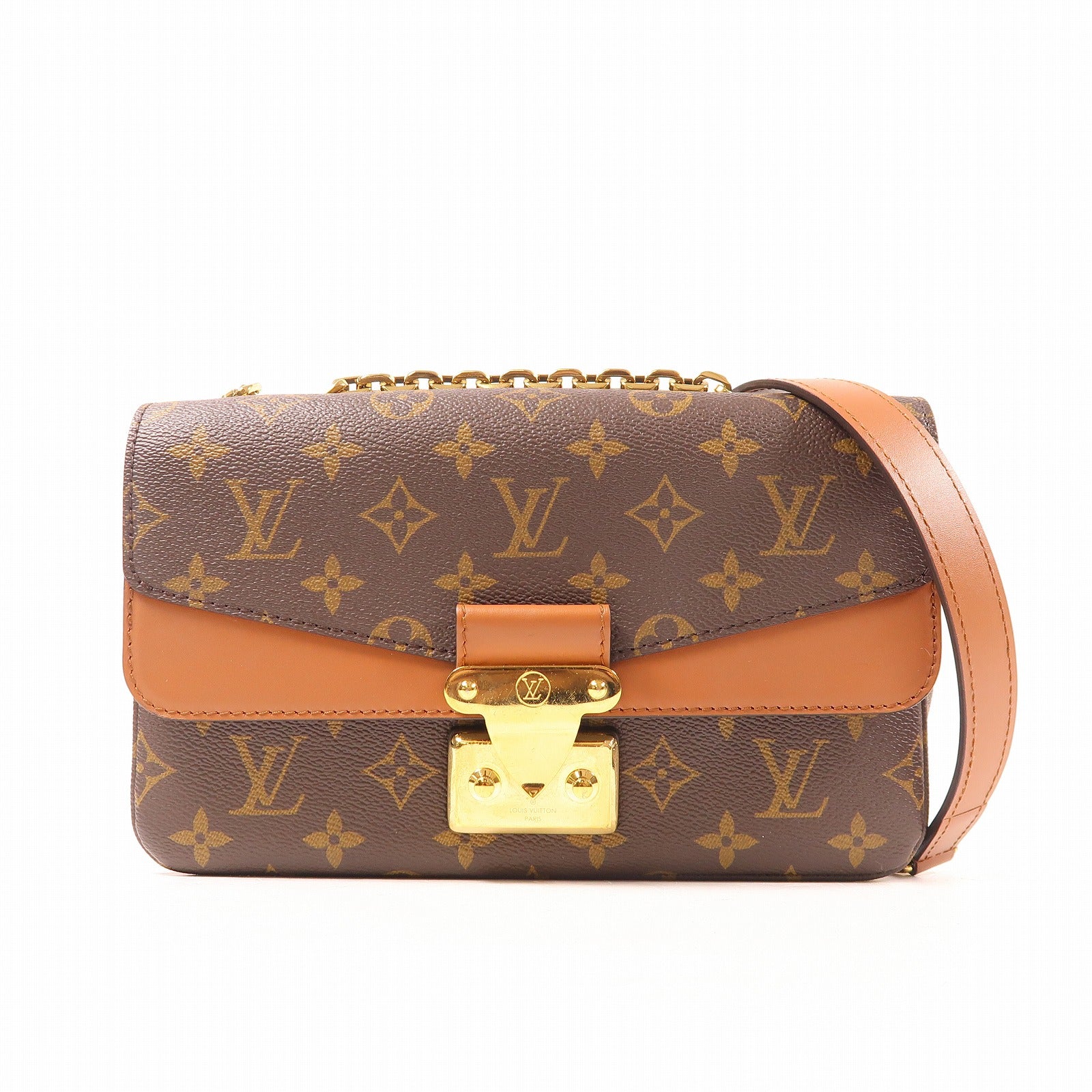 LOUIS VUITTON 【激減優惠】Monogram Marceau金扣鏈帶肩背袋棕色