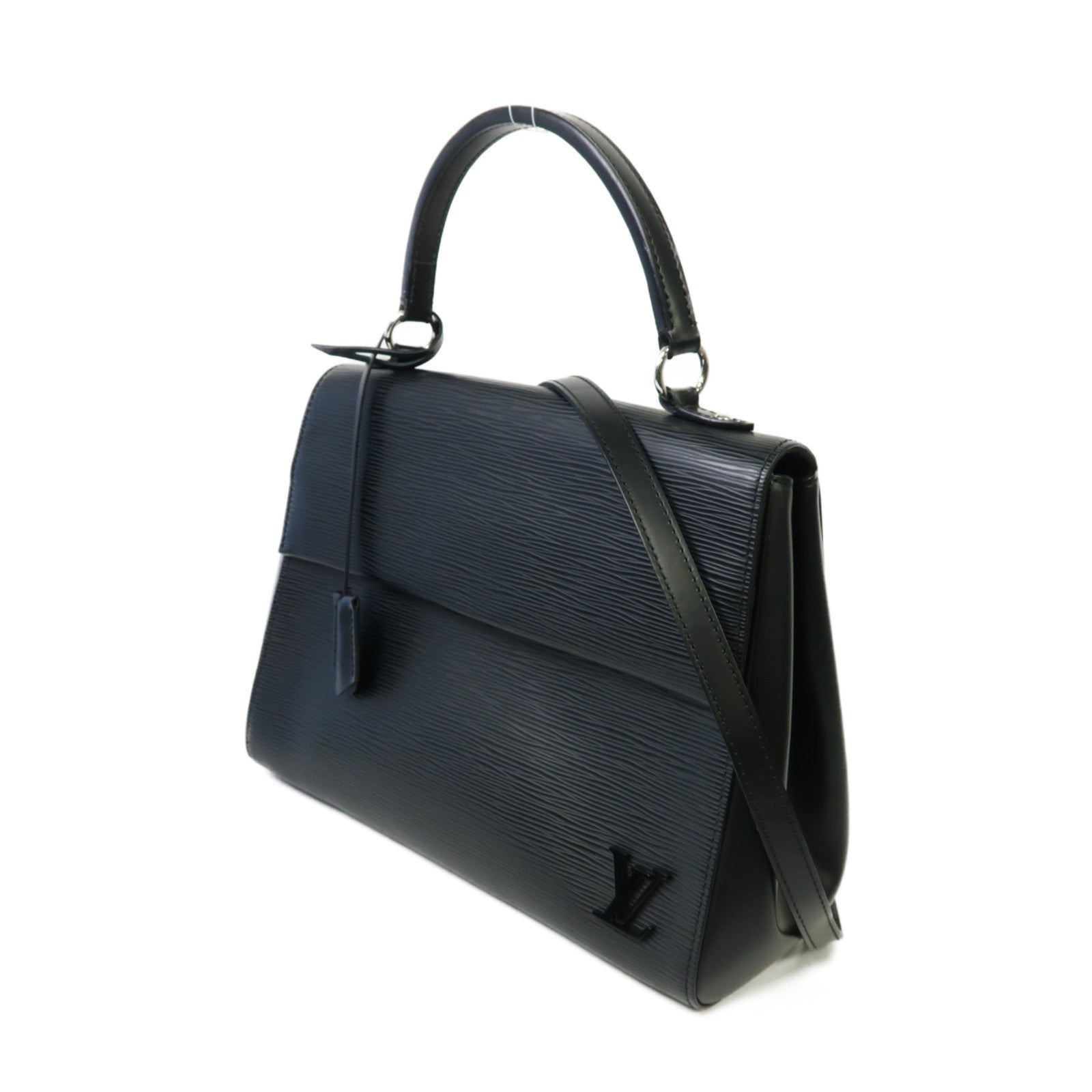 LOUIS VUITTON Epi Cluny MM銀扣手挽肩背兩用袋黑色