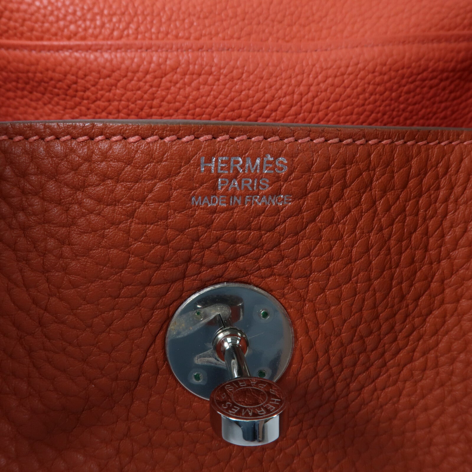 HERMES Clemence皮革Lindy 30手挽肩背兩用袋Orange Poppy