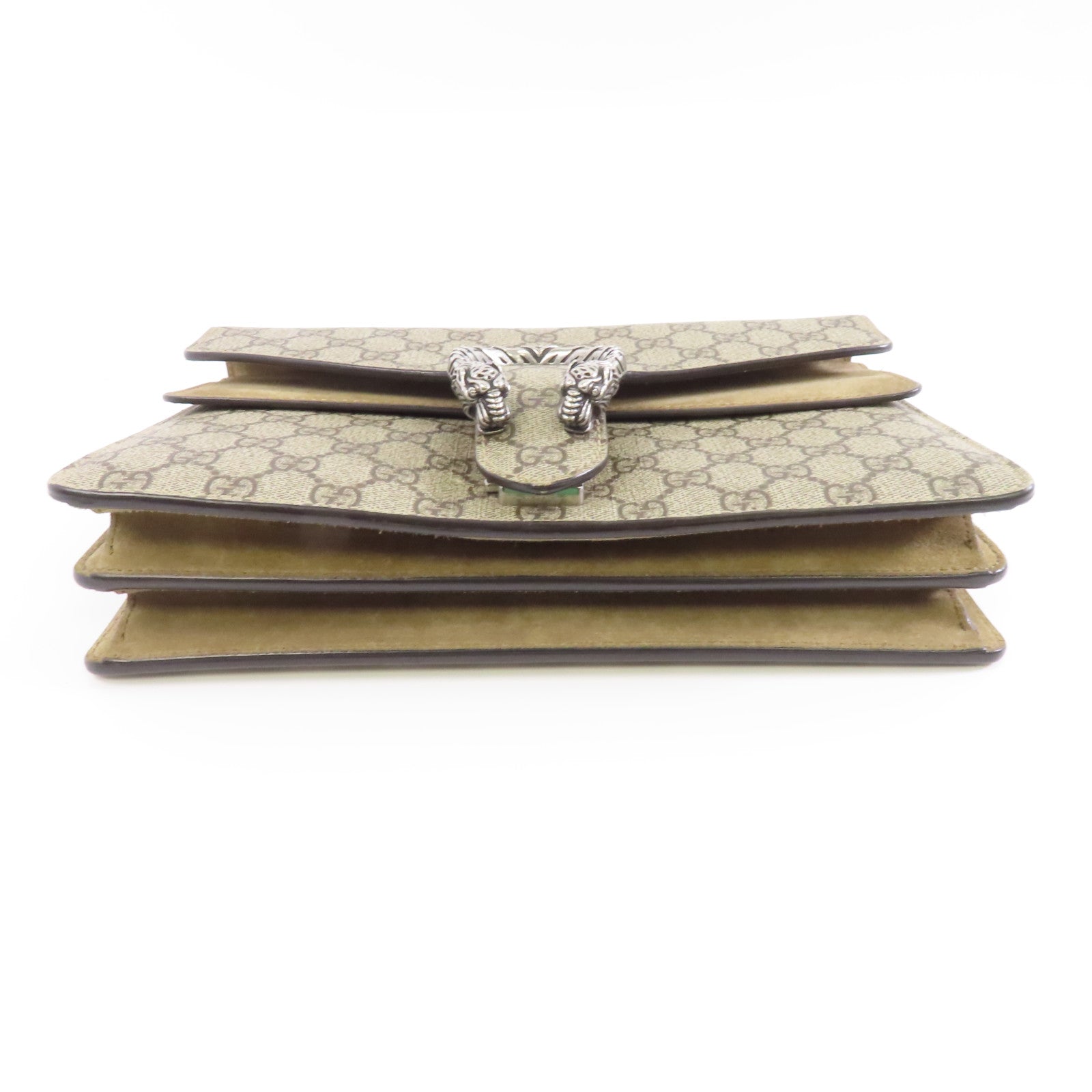 GUCCI 塗層帆布Chain Shoulder銀扣鏈帶肩背袋啡色