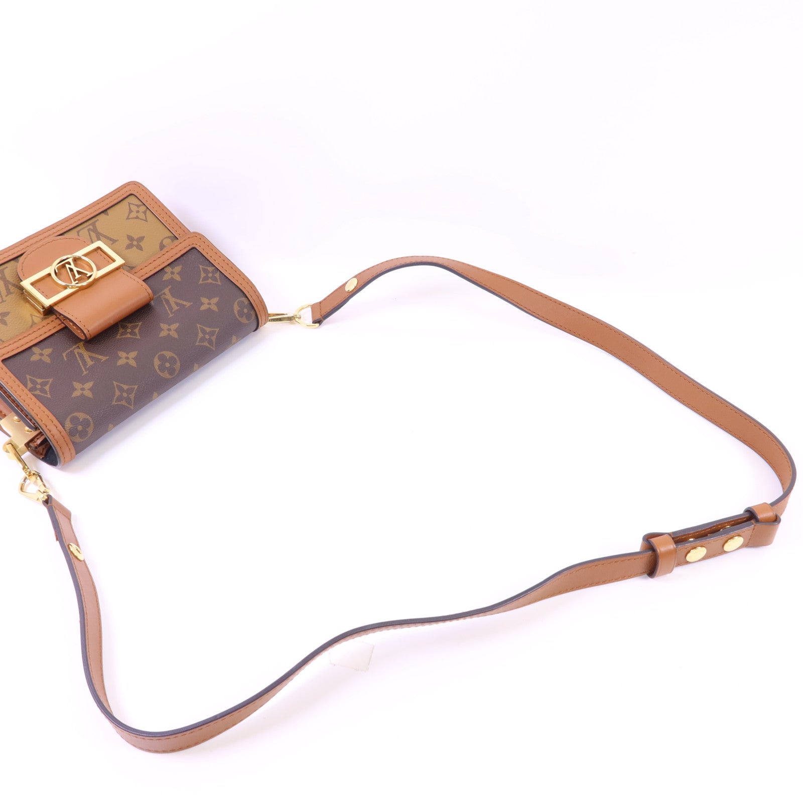 LOUIS VUITTON Monogram Reverse Mini Dauphine金扣肩背袋