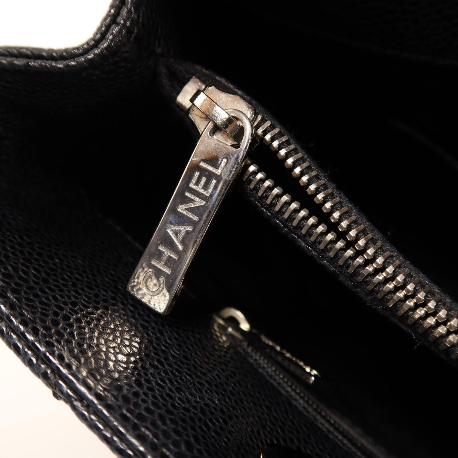 CHANEL 牛皮皮革GST Grand Shopping Tote Bag銀扣鏈帶肩背袋