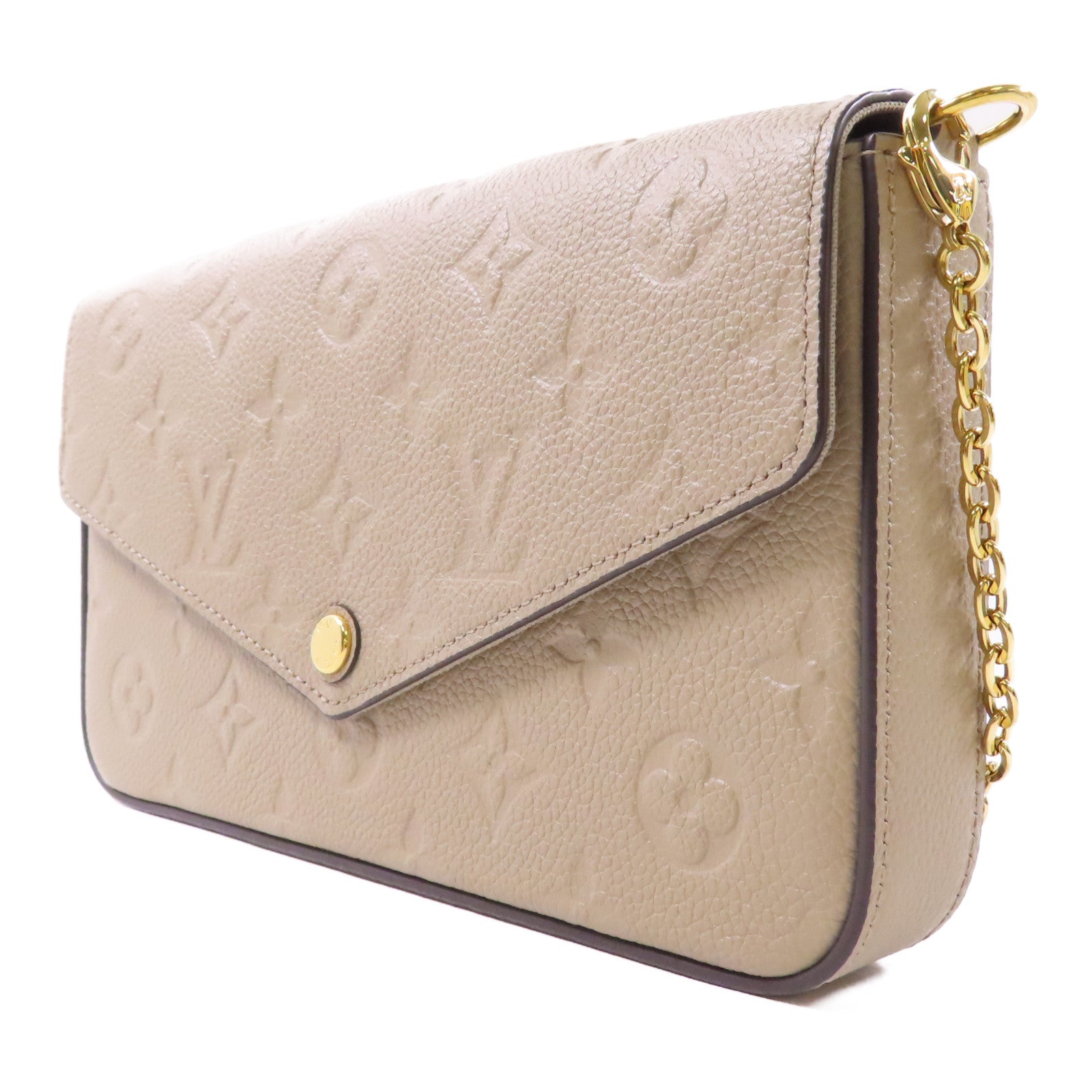 LOUIS VUITTON Monogram Empreinte Felicie Pochette金扣鏈帶肩背袋