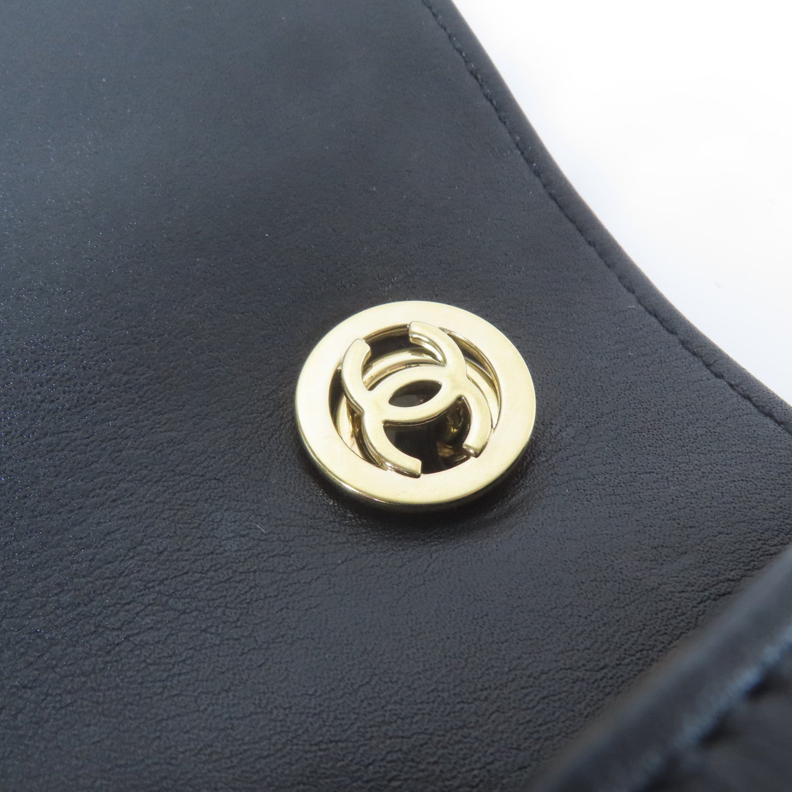 CHANEL 【激減優惠】菱格牛皮皮革Chain Shoulder金扣鏈帶肩背袋黑色