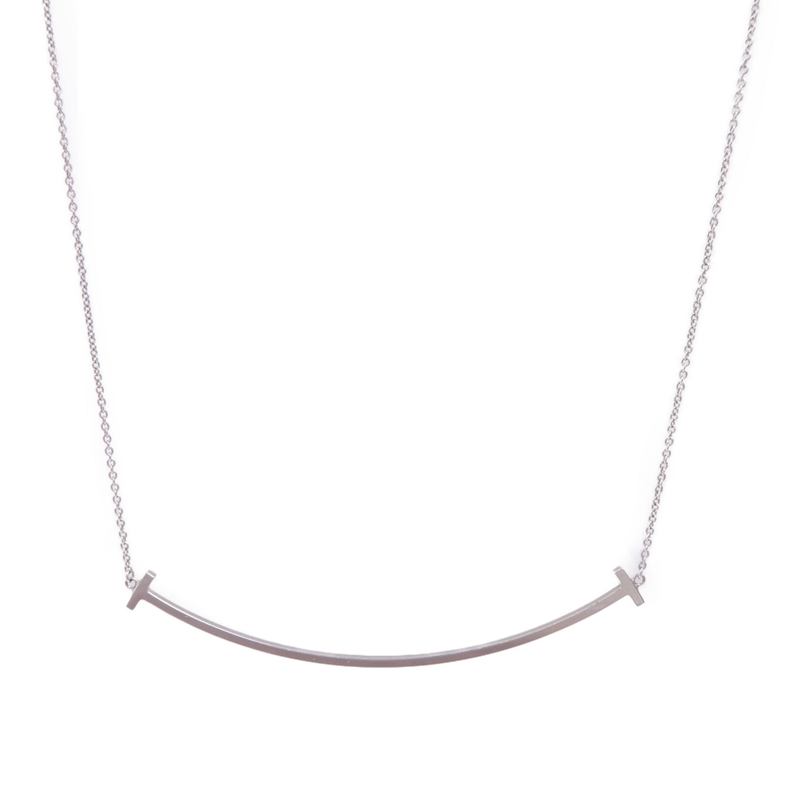TIFFANY＆CO 18K白金T Smile Necklace項鍊