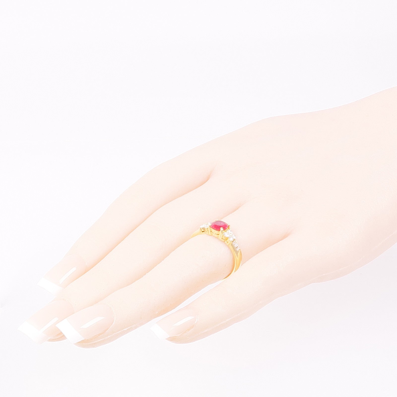 JEWELRY 【激減優惠】18K黃金Ruby/Diamond Ring紅寶石/鑽石戒指US#6.25