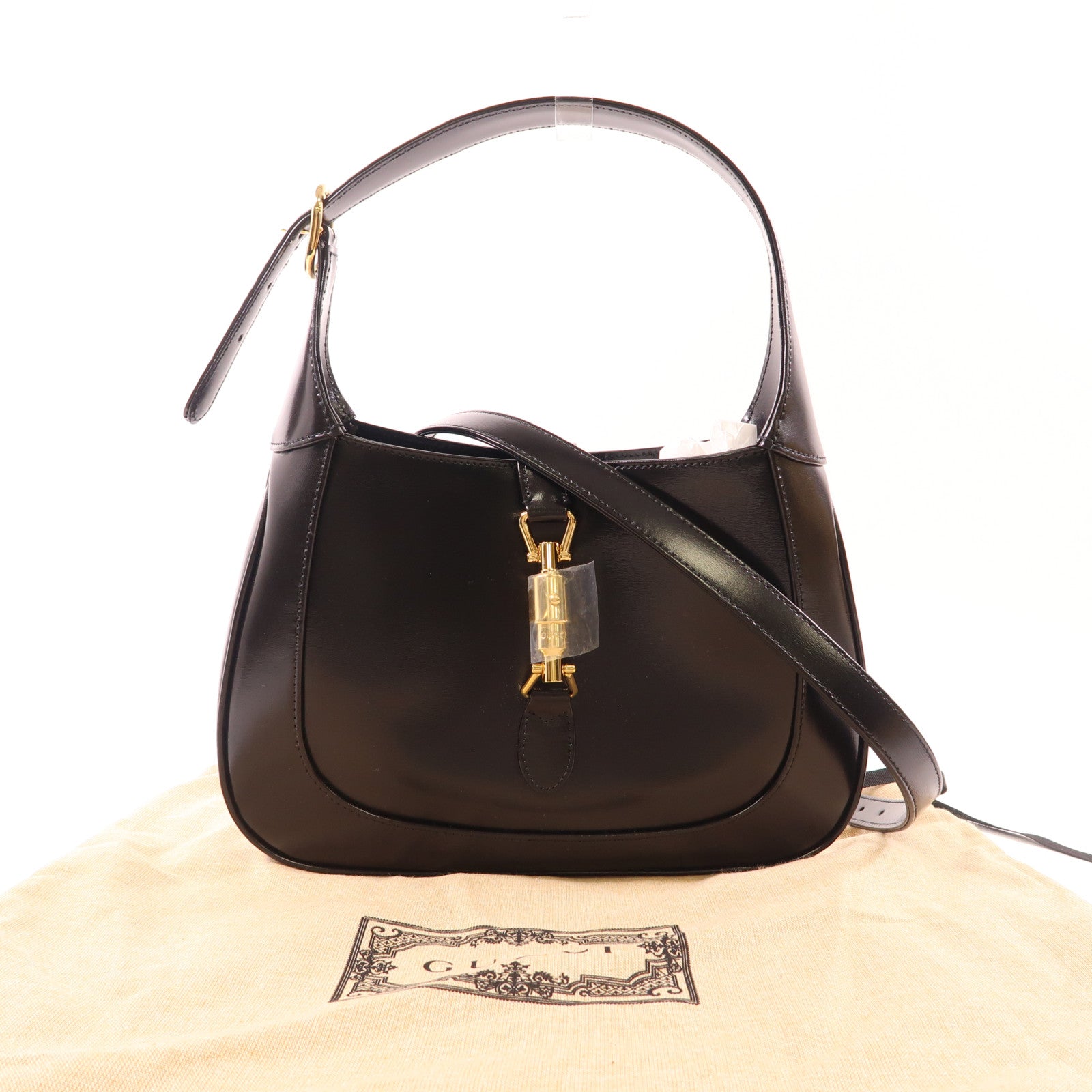 GUCCI GHW Jackie 1961 Shoulder Bag Black Leather 636709