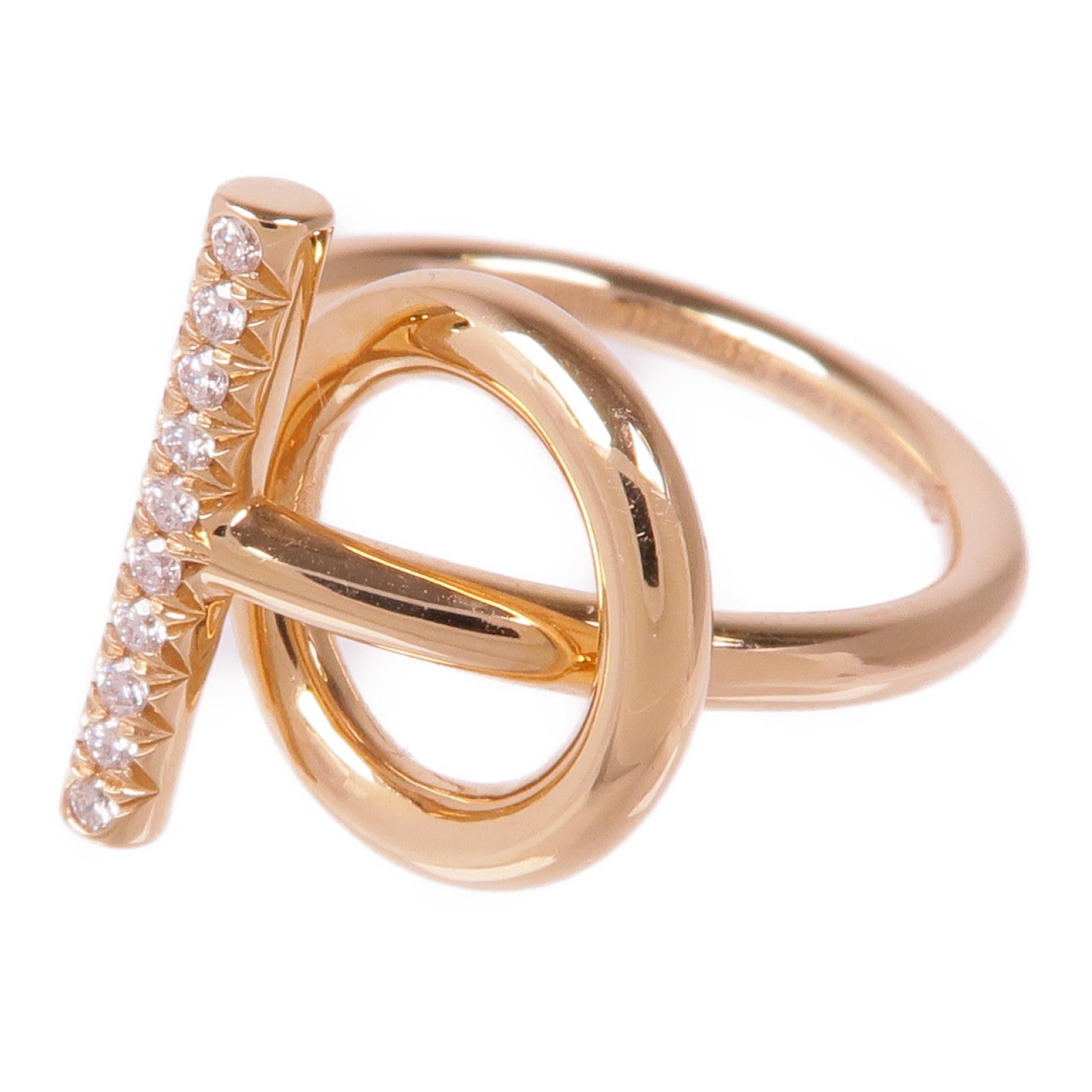 HERMES 18K玫瑰金Echappee Ring鑽石戒指Hermes#50/US#5