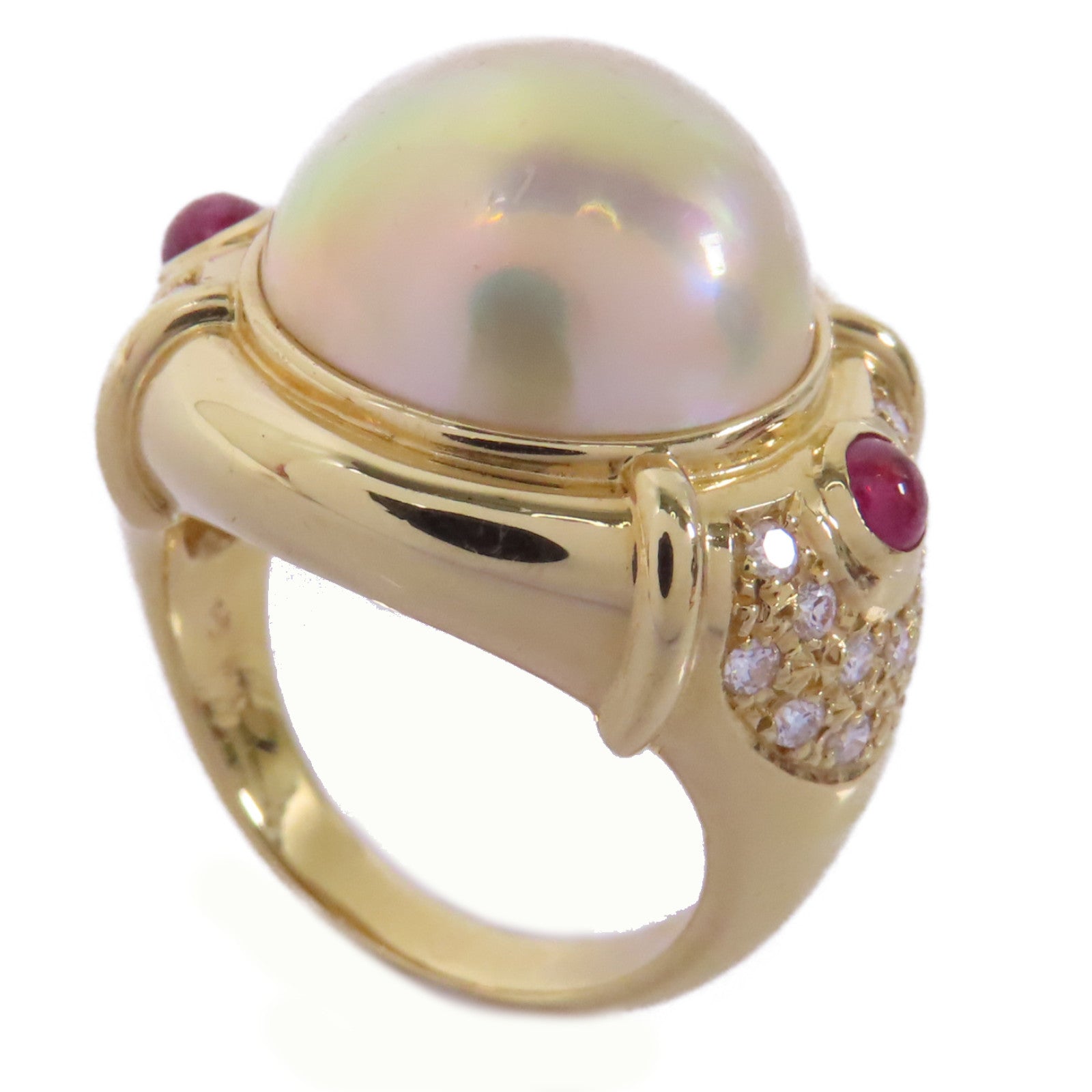 JEWELRY 18K黄金Pearl Ring珍珠/0.32ct鑽石戒指US#5.75