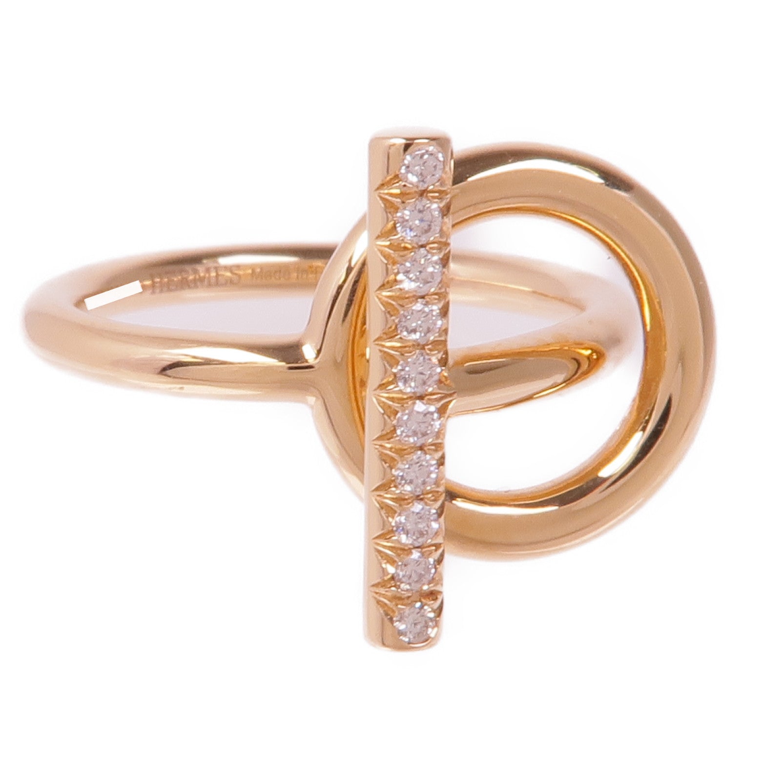 HERMES 18K玫瑰金Echappee Ring鑽石戒指Hermes#50/US#5