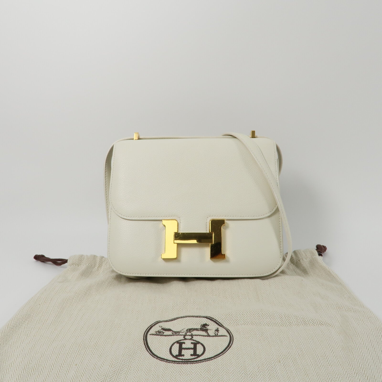 HERMES Evercolor皮革Constance Mini肩背袋Nata