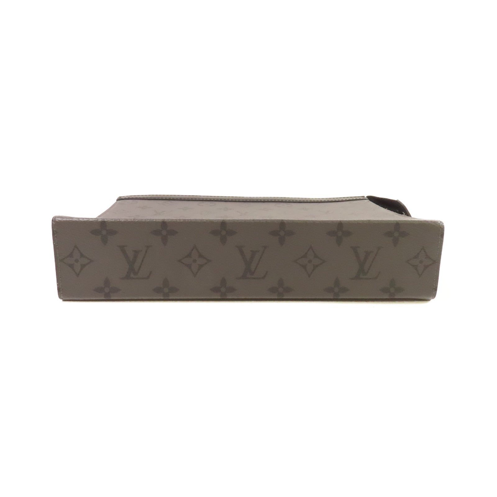 LOUIS VUITTON 【激減優惠】Monogram Eclipse Reverse Pochette Voyage MM Clutch銀扣手拿包碳灰色/黑色