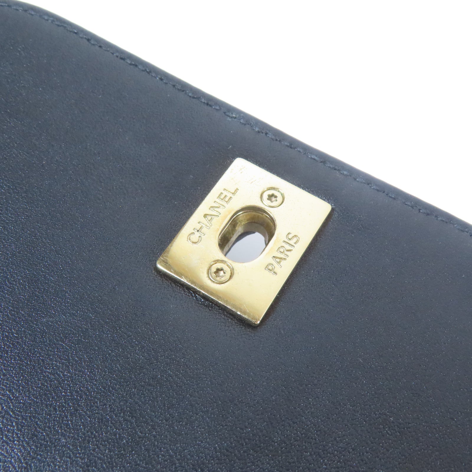CHANEL 【激減優惠】菱格牛皮皮革Chain Shoulder金扣鏈帶肩背袋黑色