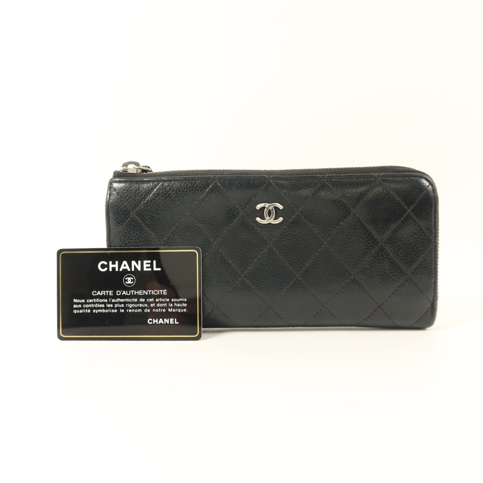 CHANEL 牛皮皮革Long Wallet銀扣長錢包