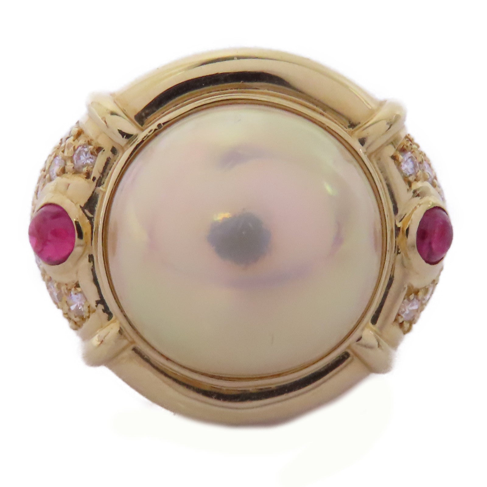 JEWELRY 18K黄金Pearl Ring珍珠/0.32ct鑽石戒指US#5.75