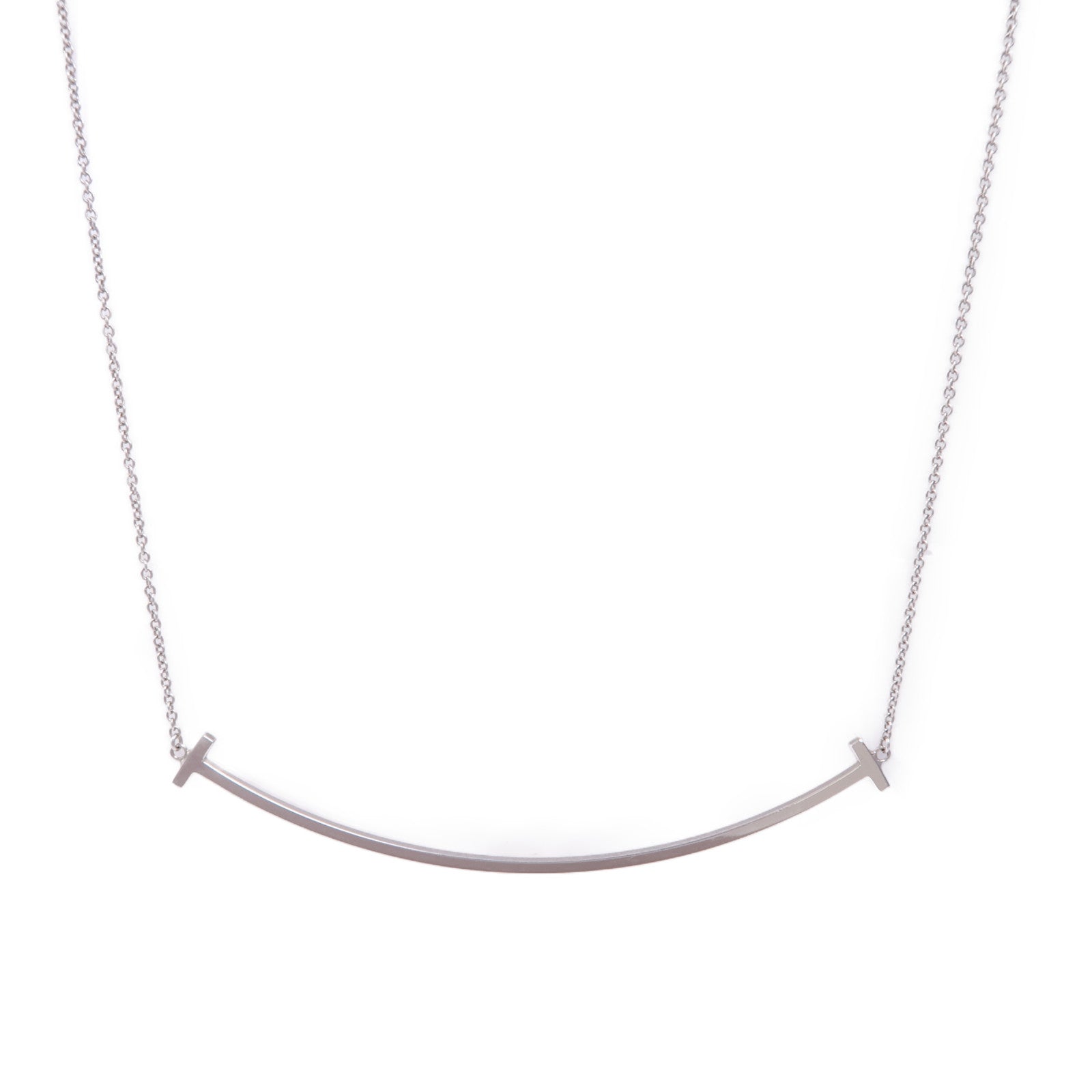 TIFFANY＆CO 18K白金T Smile Necklace項鍊